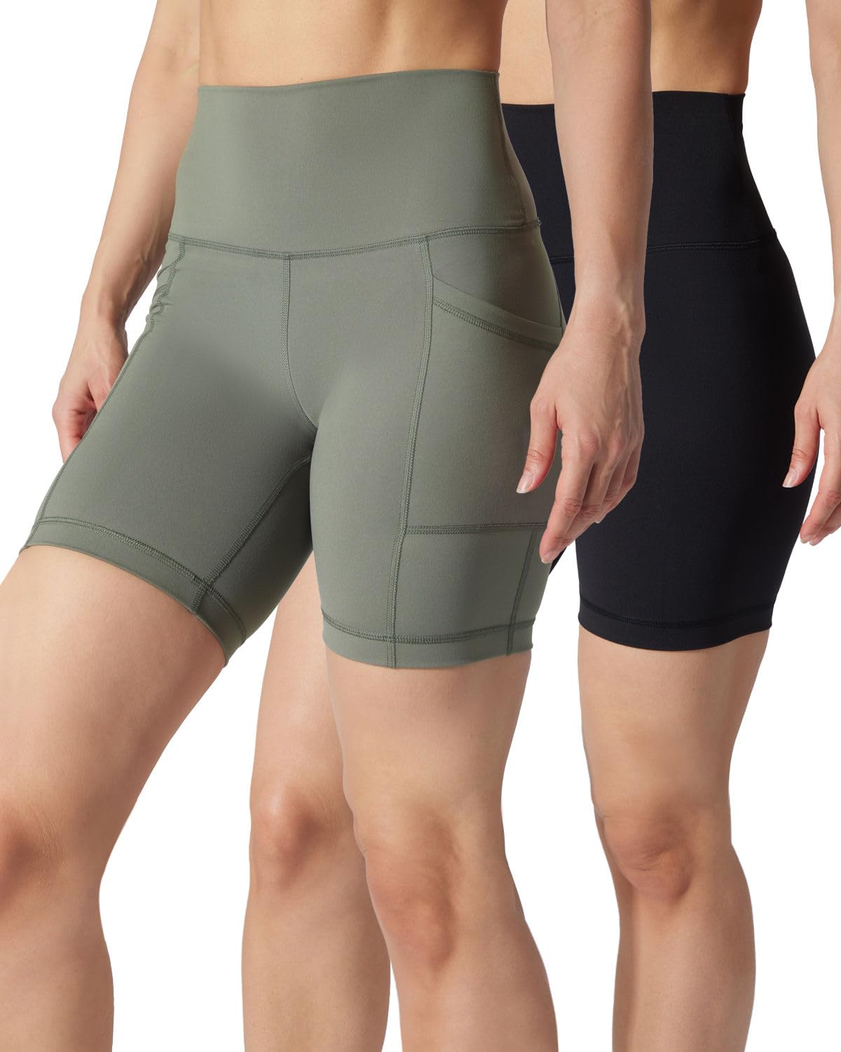 Yogalicious Womens 5, 7 High Waisted Biker Shorts Squat Proof Workout Yoga Short 2 Pack