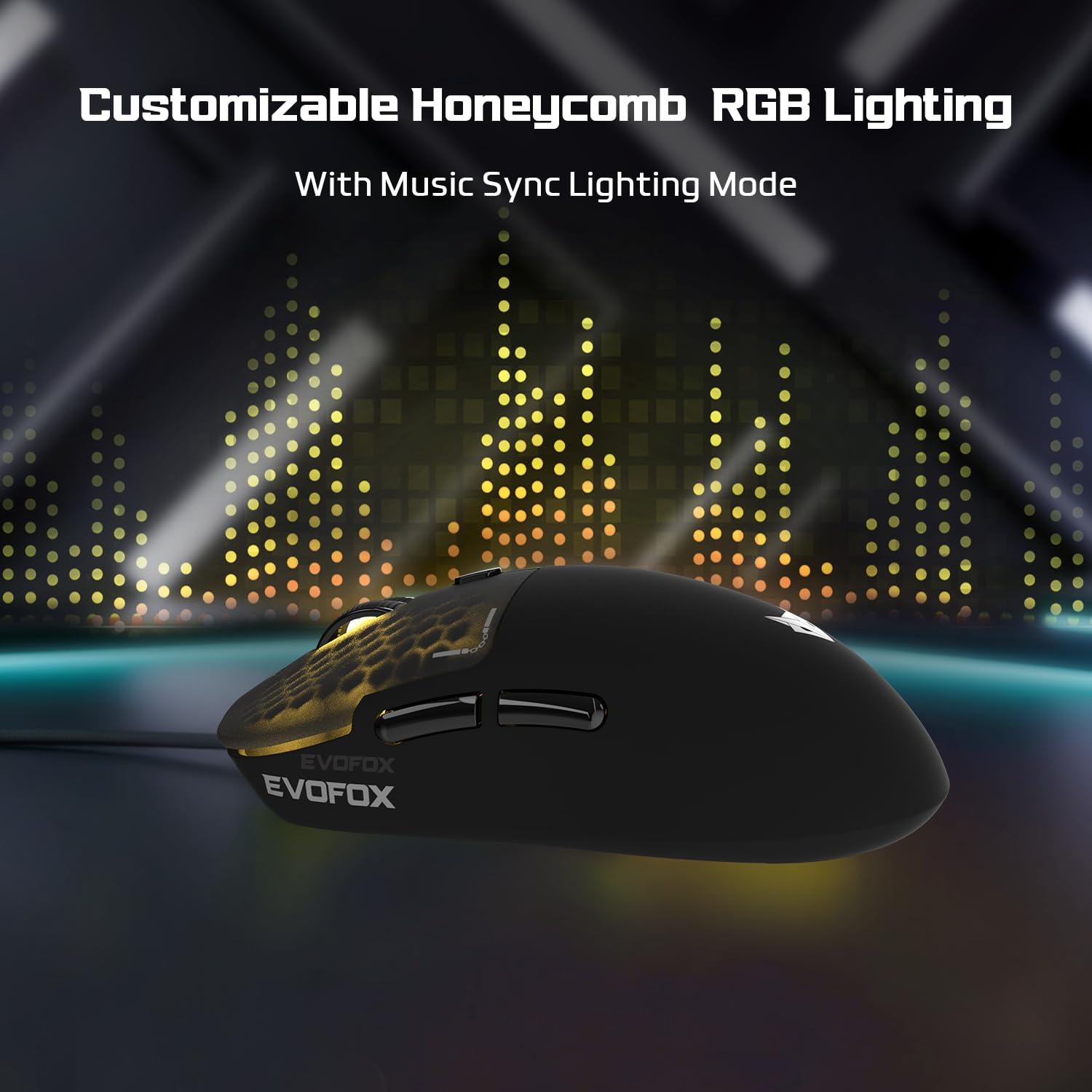 EvoFox Phantom Air Ultra Lightweight Gaming Mouse 54g | Upto 1000Hz Polling Rate, 7000 FPS, 12800 DPI | Honeycomb RGB Lighting | Fully Programmable with Windows Software & On-Board Memory | Black — Amazon image 3