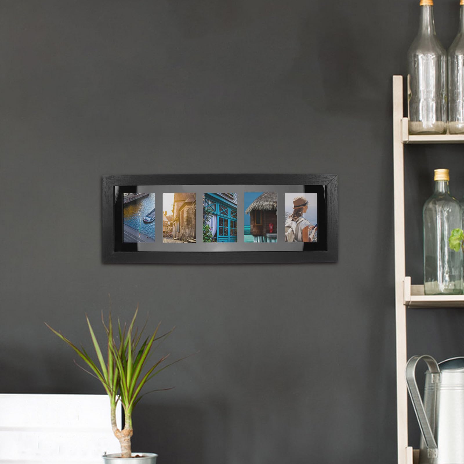 FOMIYES Sammelkarten Vitrine Wandhalter mit Schnellwechselrahmen 5 Kartenfächer Klare Faserplatte Platzsparend für Standard Sammelkarten Sammlerdarstellung Zuhause und Büro