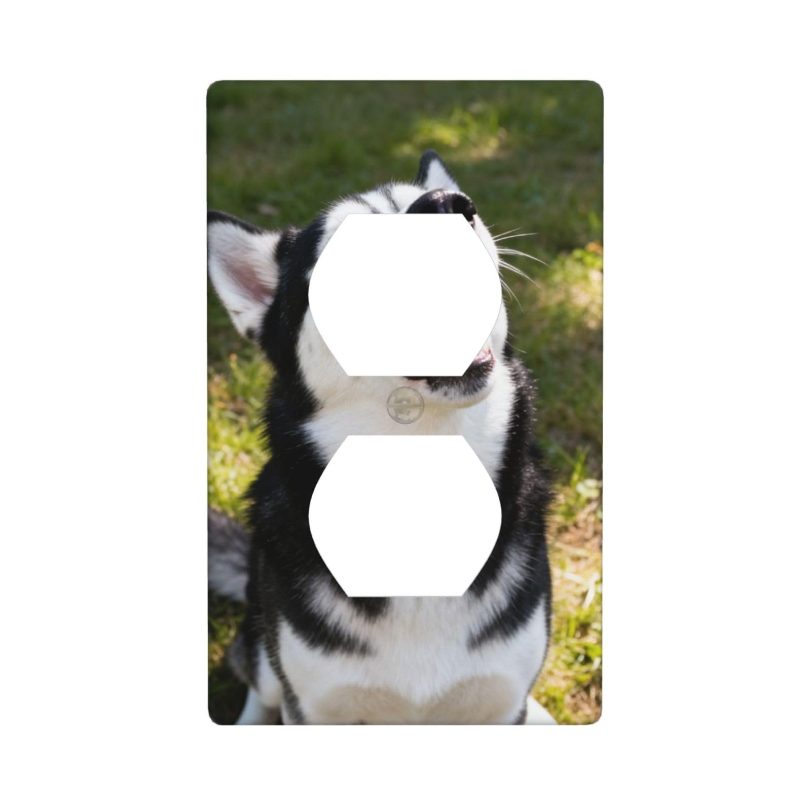 Husky Howling Face Decorative Switch Plate Cover-Unbreakable Polycarbonate Wall Plate for Home Office, 1 Gang with Screws