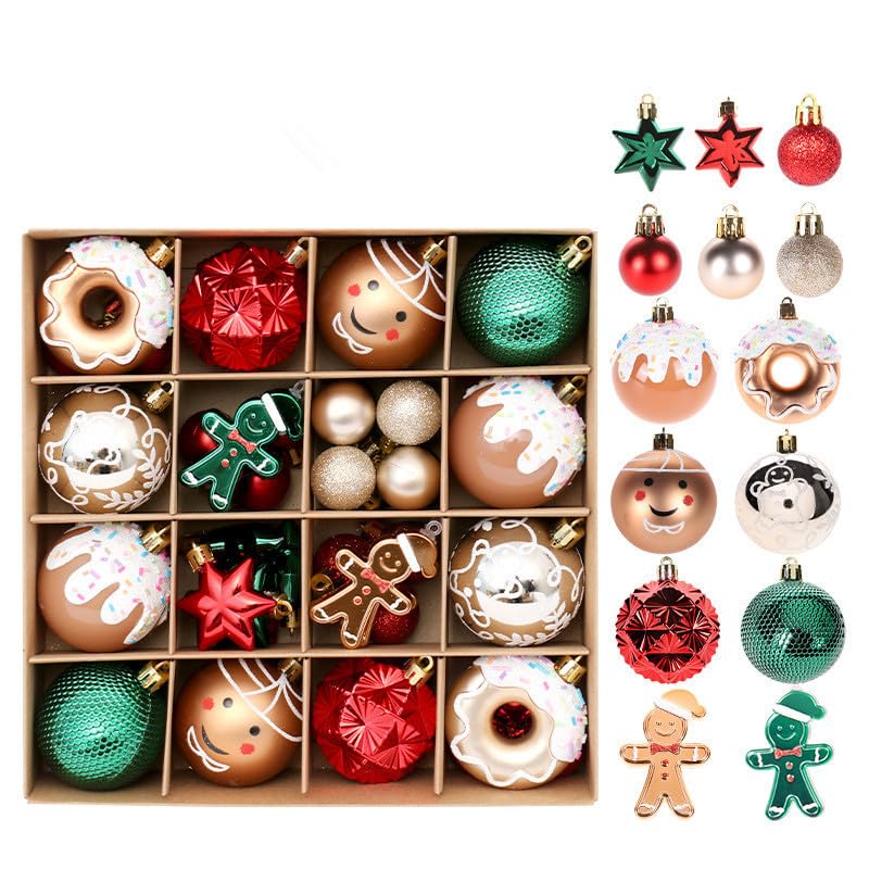 Decorazioni dell'albero di Natale, 42 PZ Set di ornamenti della sfera di Natale,degli ornamenti di Natale Balls Shatterproof Hanging Ornaments Kit (Oro rosso verde)
