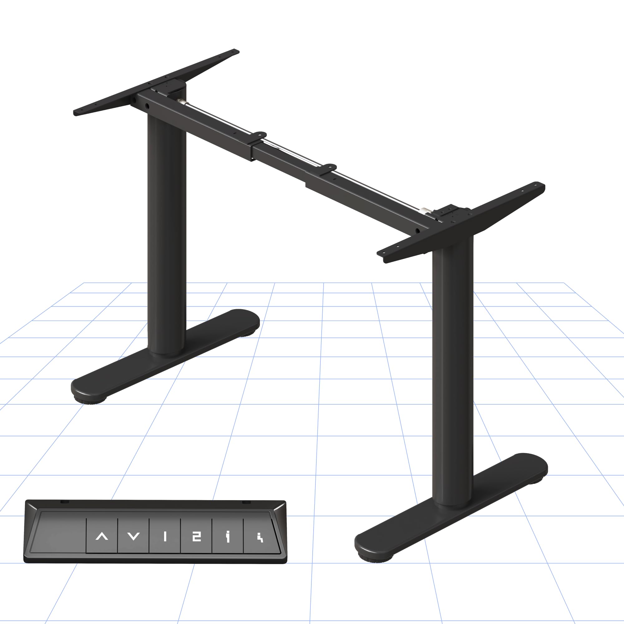 FLEXISPOT CylineX Electric Standing Desk Frame with Round Legs, Height Adjustable Sit-Stand with Memory Control Panel and Anti-Collision System, Black