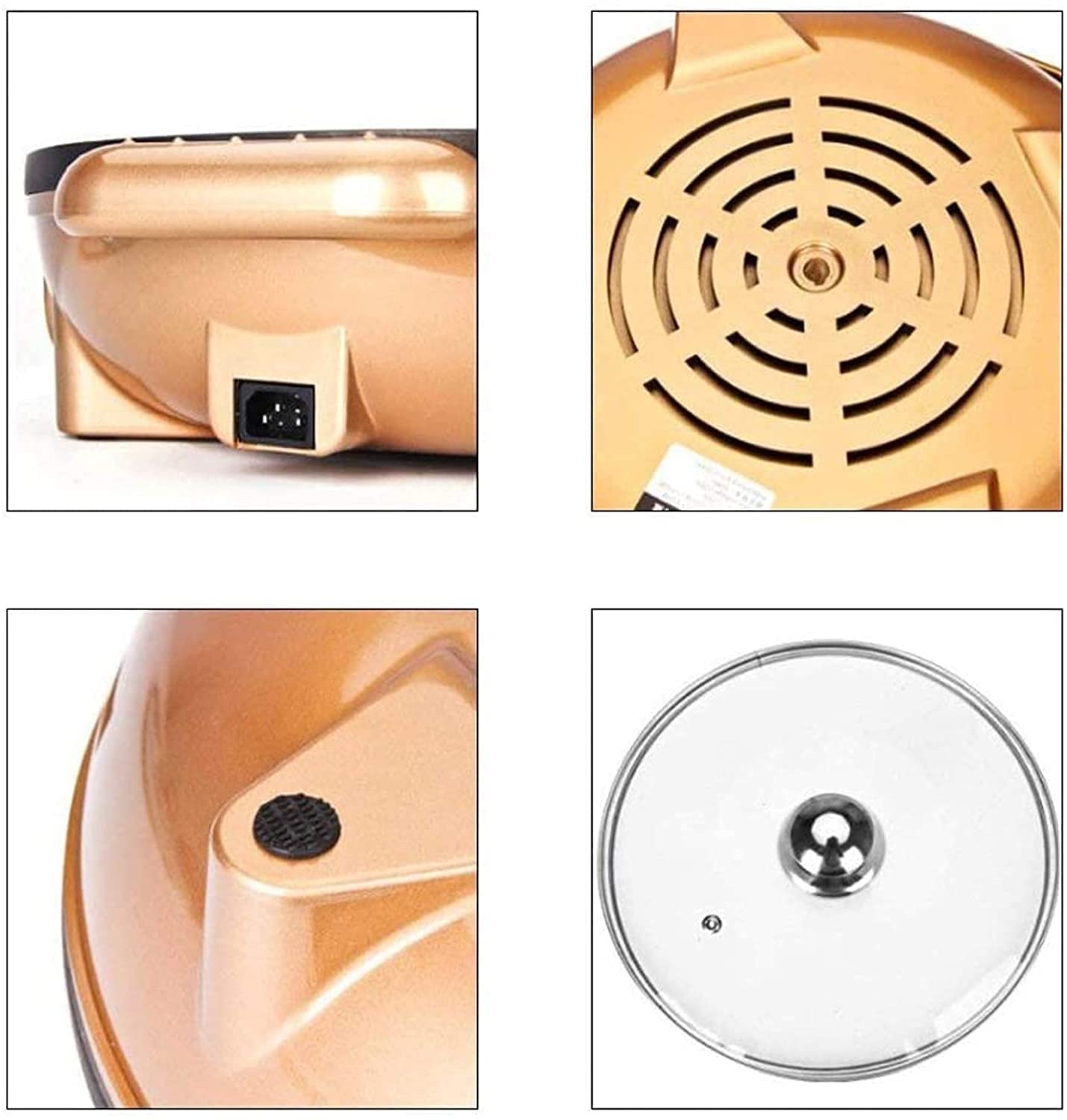 Parrilla de Asar Grill de Asar Plancha de Asar Olla Caliente eléctrica Barbacoa eléctrica Sartén eléctrica para Hornear Parrilla de Mesa y Fondue Olla integrada Antiadherente y sin Humo
