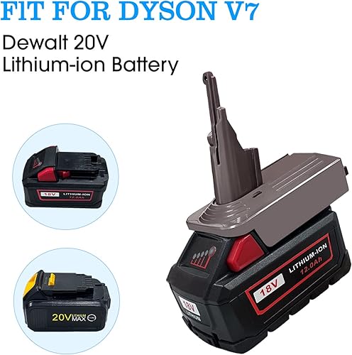 Miniatura 6 de 2 en 1 para Dyson V7 y V8 Convert Dewalt 20V Milwaukee M18 18V batería con aspiradoras inalámbricas Dyson - Compatible con V7 Animal, Car+Boat,