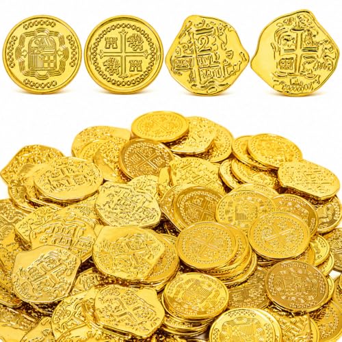 AiFanS Gold Coins Plastic Pirate Coins 320 Pcs 4 Patterns