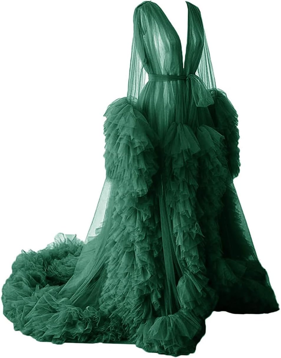Puffy Tulle Robe Maternity Dress for Photoshoot Sheer Long Lingerie Baby Shower Pregancy Photography Dressing