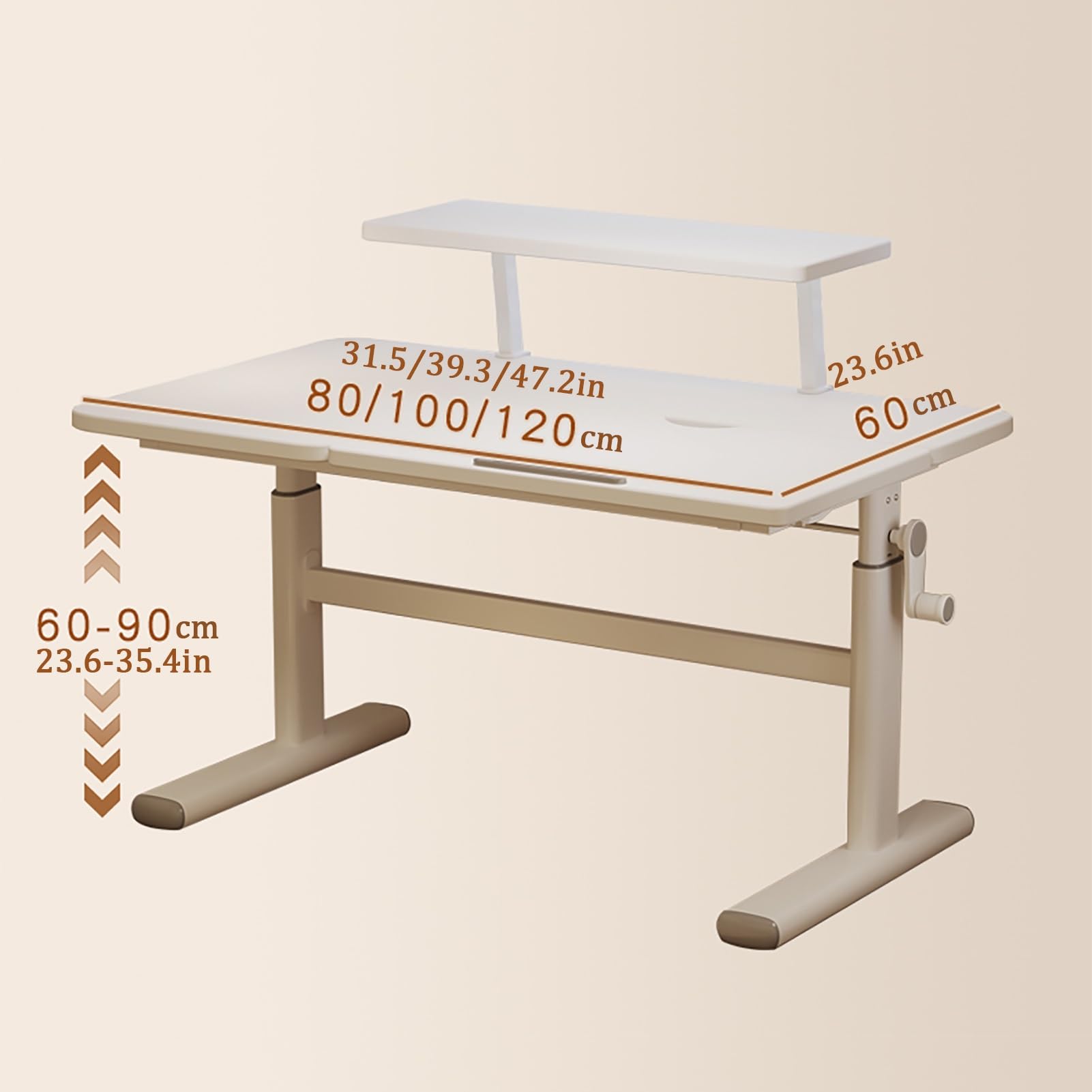 Regulowane biurko do pracy na stojąco z półką, ergonomiczne biurko komputerowe do nauki i gier, do siedzenia, z blatem, 80 x 60 cm