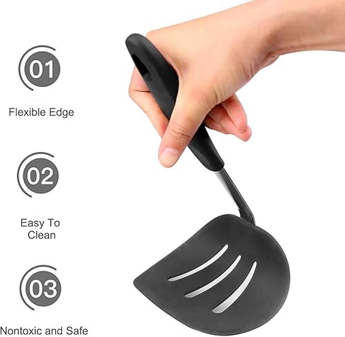 Miniatura 2 de Juego de 3 espátulas de silicona para girar, 3 piezas, espátulas de silicona de goma flexible resistentes al calor a 600F, utensilios de cocina,