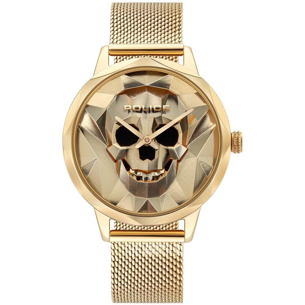 Police Damenuhr Anjar Quarz Gold Edelstahl, Edelstahlband, 3