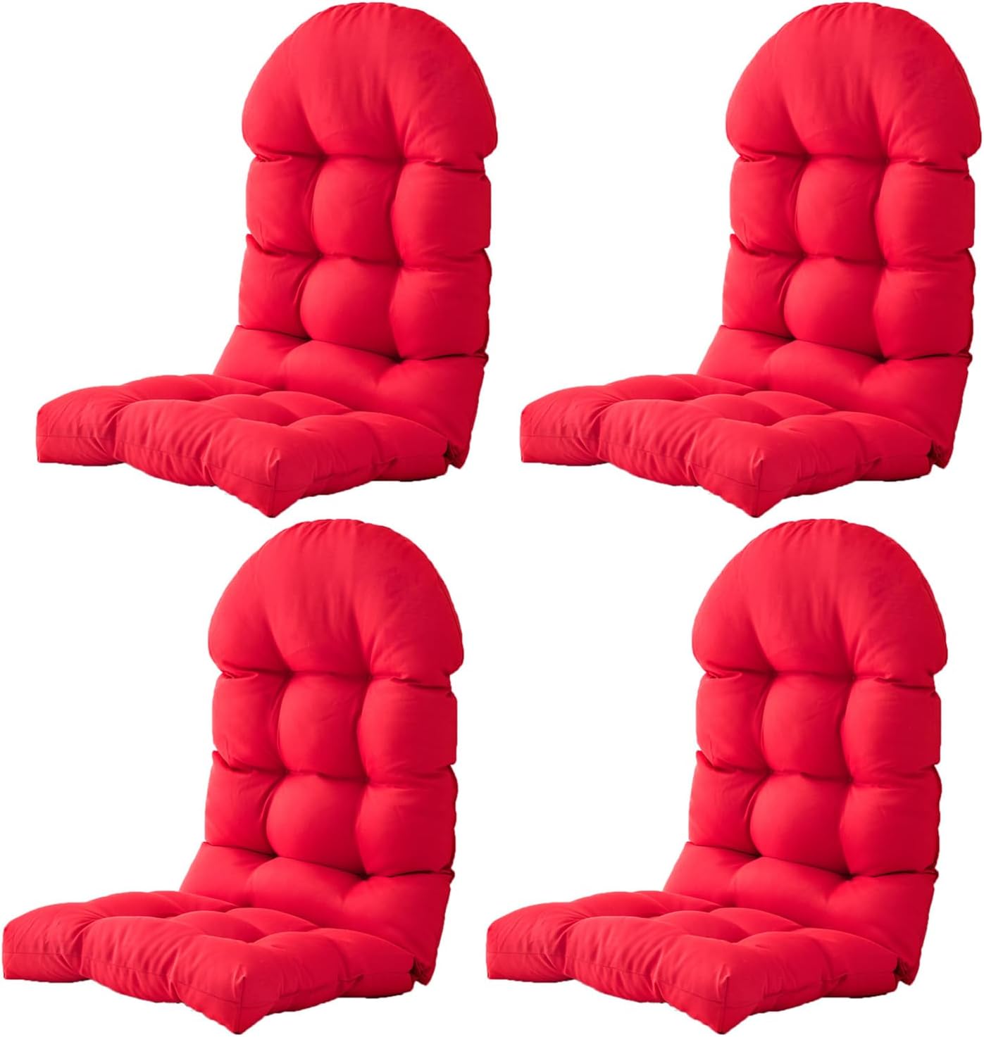 Enipate Adirondack Chair Cushions Set of 4, Weather Resistant High Back Rocking Chair Cushion, Indoor Outdoor Patio Chair Cushion Tufted Thicken Seat Pads Red 4 Count (Pack of 1)