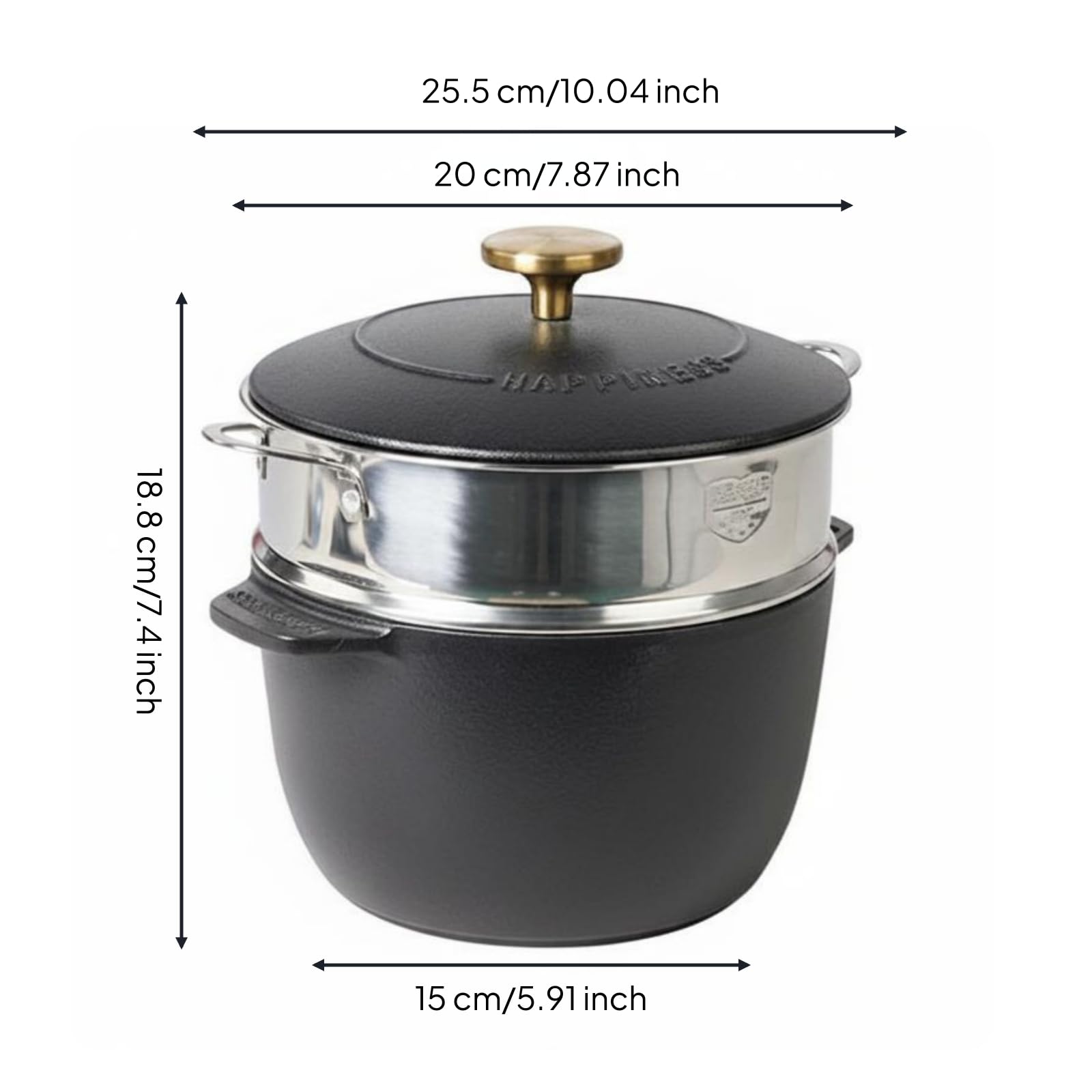 Olla de Hierro Fundido Olla para Estofado Caldera Cazuela Que Retiene y Tamaño Manejable y Compacto para Hervidos y Estofados Apta para Inducción y, color to 1, 20cm Con Vaporera