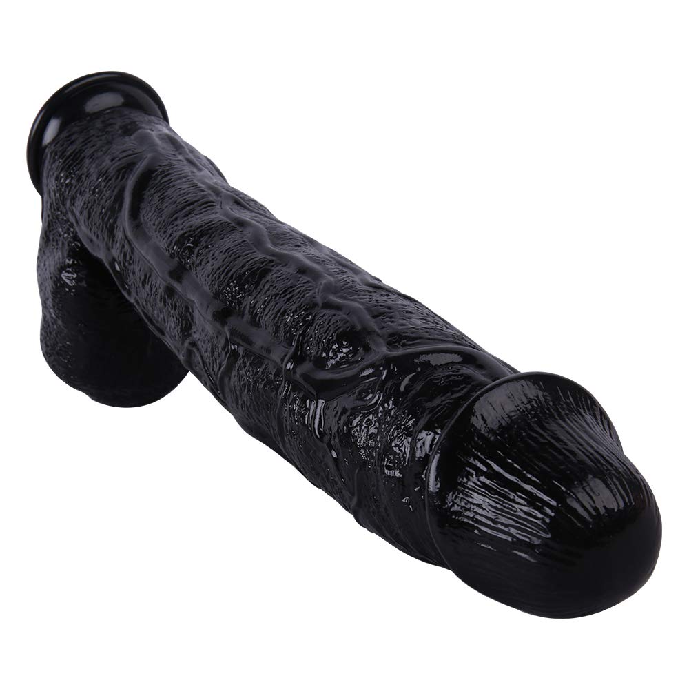 Dildo XXL da 44 cm, enorme dildo realistico, pene anale, con ventosa, grande dildo, lungo punto G, stimolazione, masturbazione, giocattolo sessuale per uomini e donne(Schwarz)