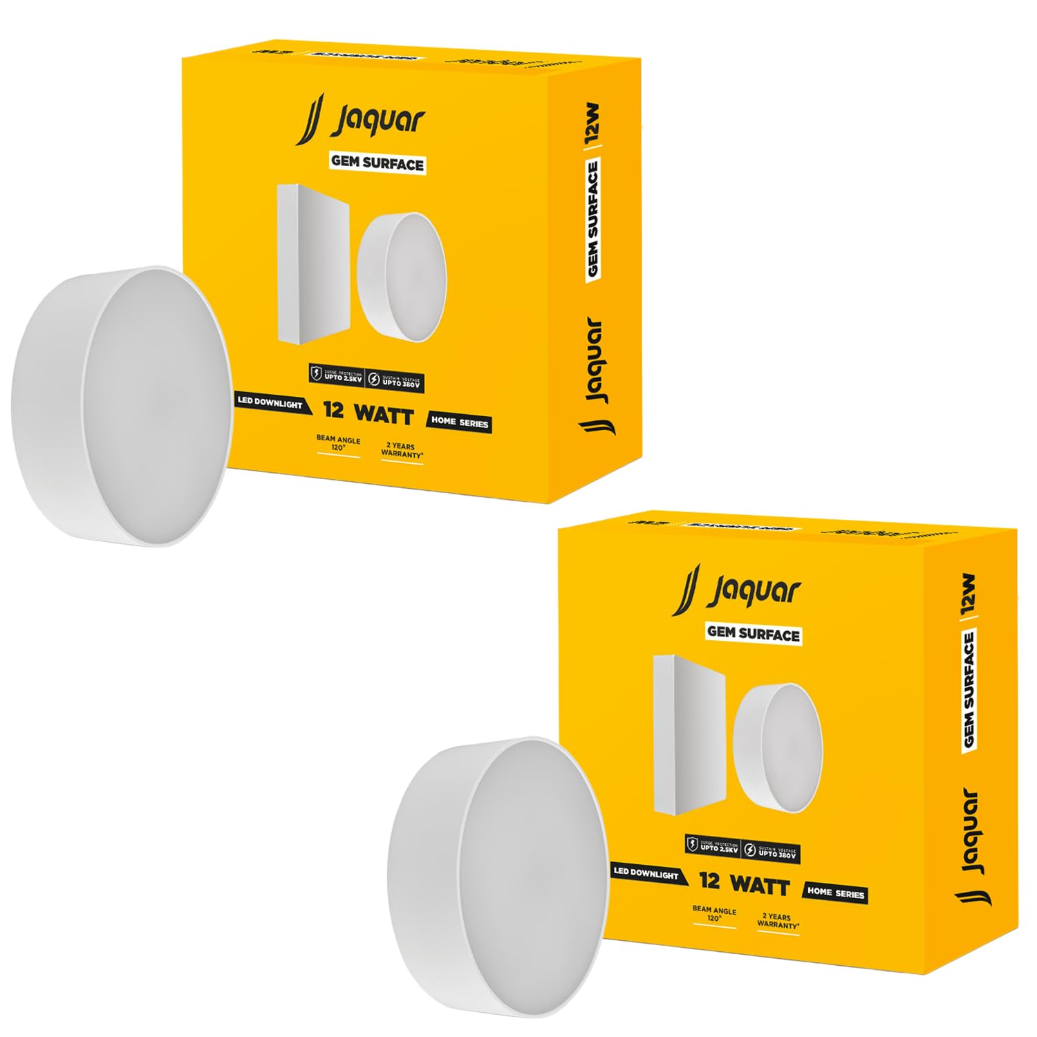 Jaquar Polycarbonate 12W LED Gem Trimless Round Surface Mount Down Light | No False Ceiling Required | Natural White(4000K) | (Pack of 2)