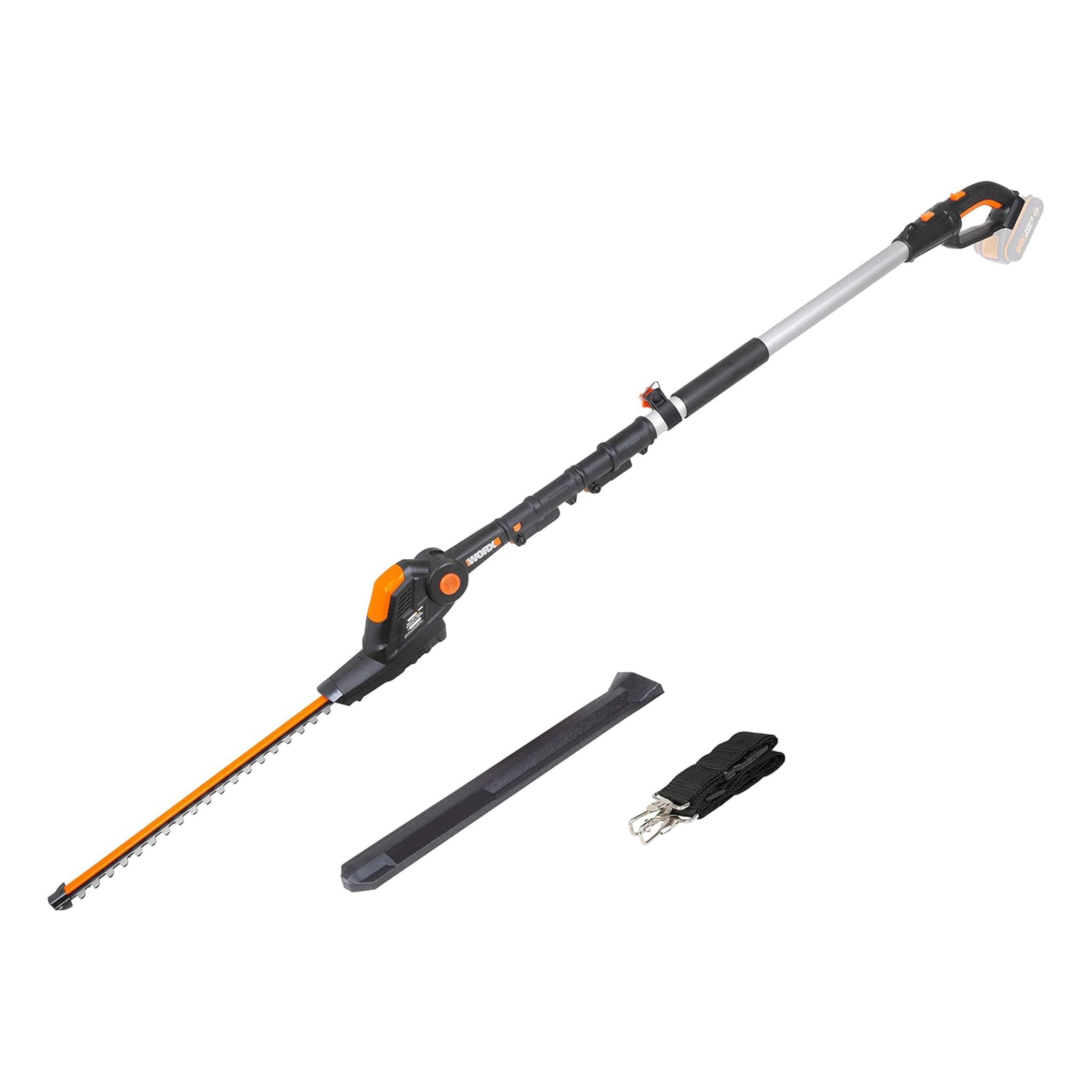 WORX WG252E.9 Tagliasiepi con asta telescopica 20 V max. | PowerShare | Non include batteria o caricabatterie | 45 cm di pettine | altezza di taglio 3,​6 metri | Cinghia regolabile