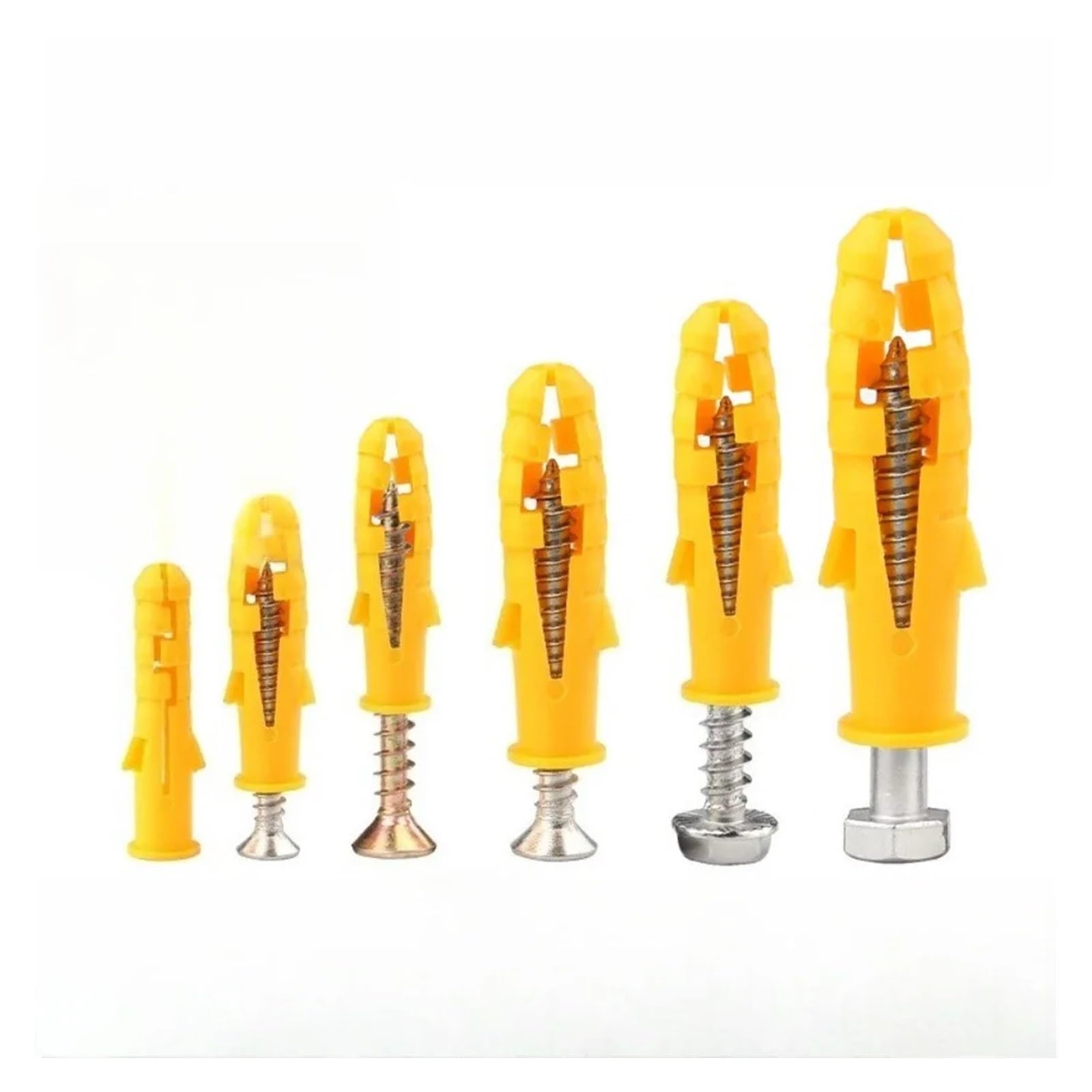Tornillos de expansión de plástico Tornillos de pared M6x30/M8x40, tacos de anclaje con tornillo de expansión de plástico acanalado autorroscante, pequeño, amarillo(M6x30)