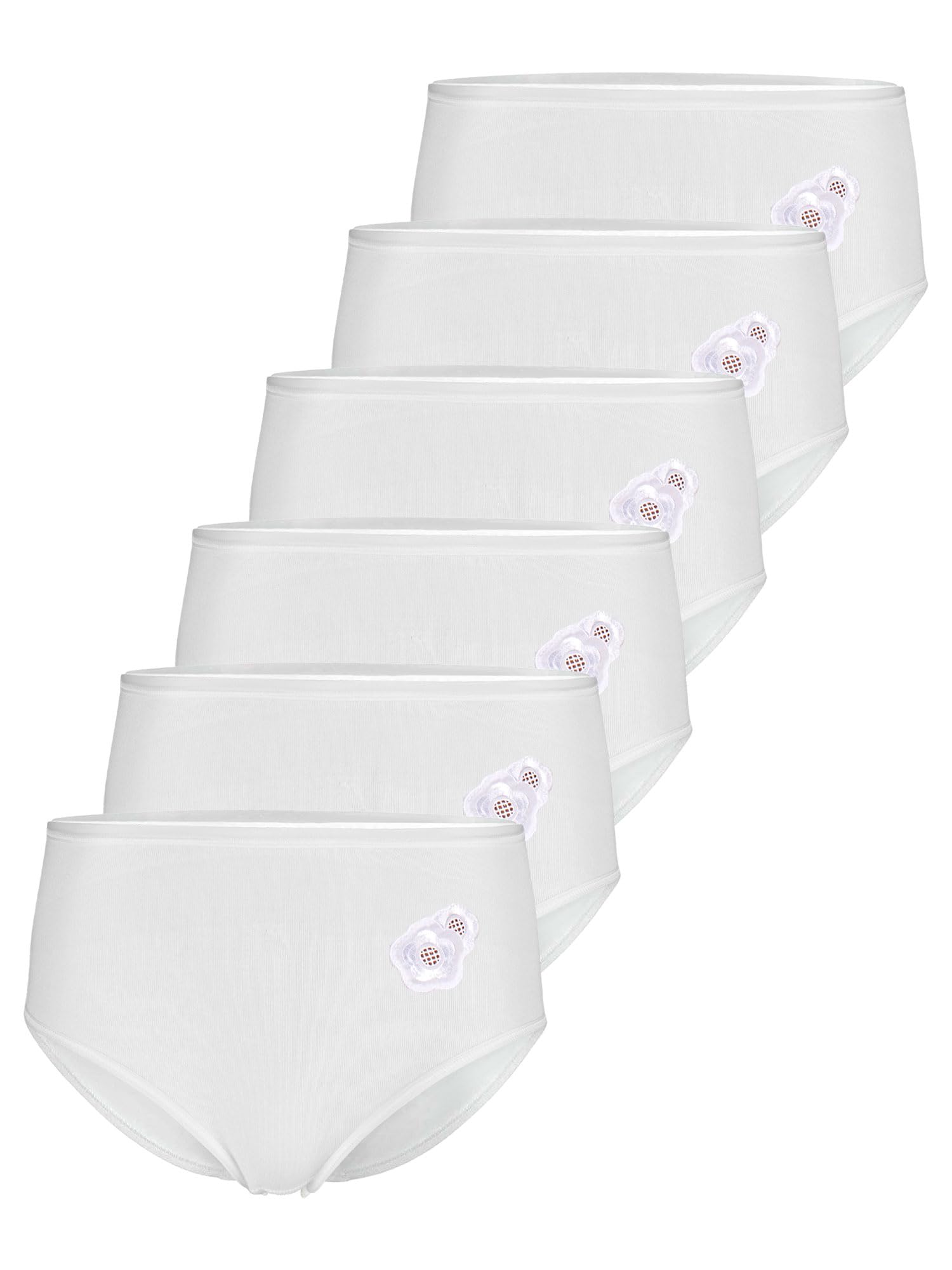 Nina von C Lot de 6 Culotte Haute Daily | 40-52 | Pur coton motif brodé sans coutures latérales