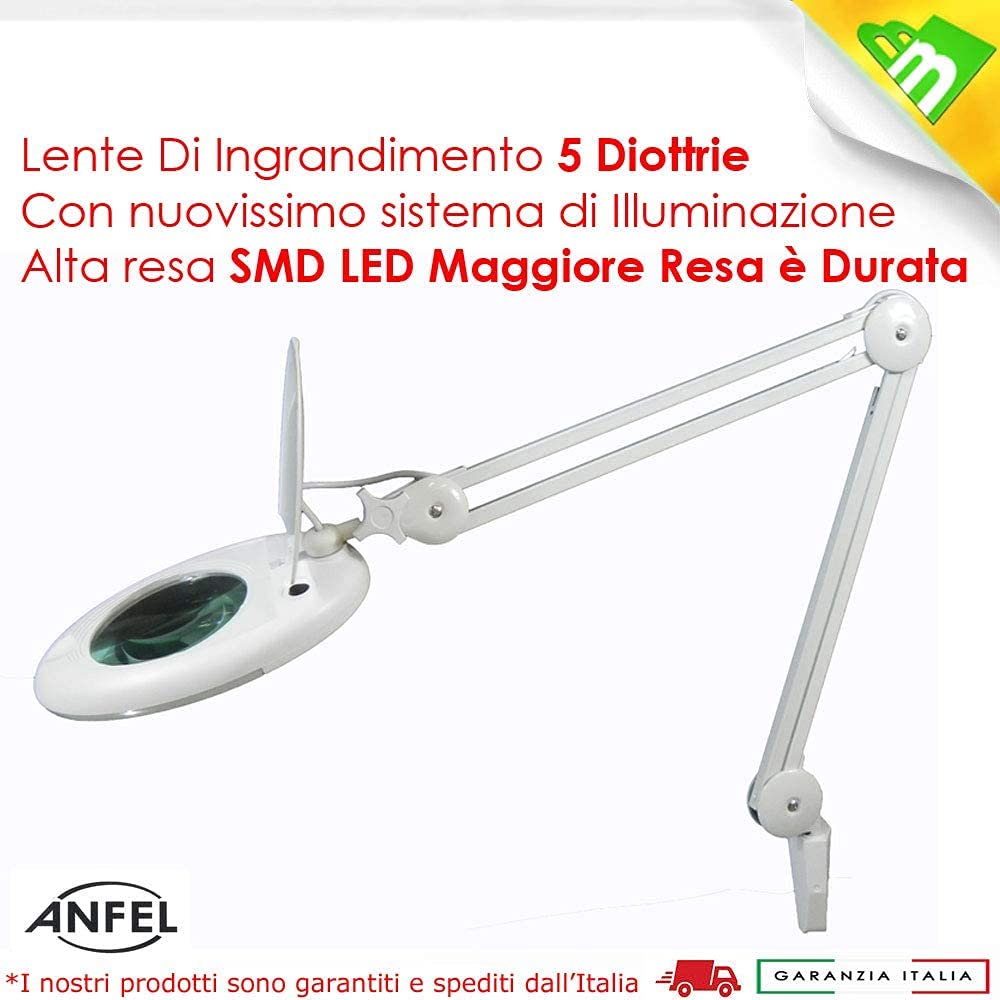 Lampada da Tavolo Professionale a 60 LED con Lente di Ingrandimento 5D [Classe di efficienza energetica A++]