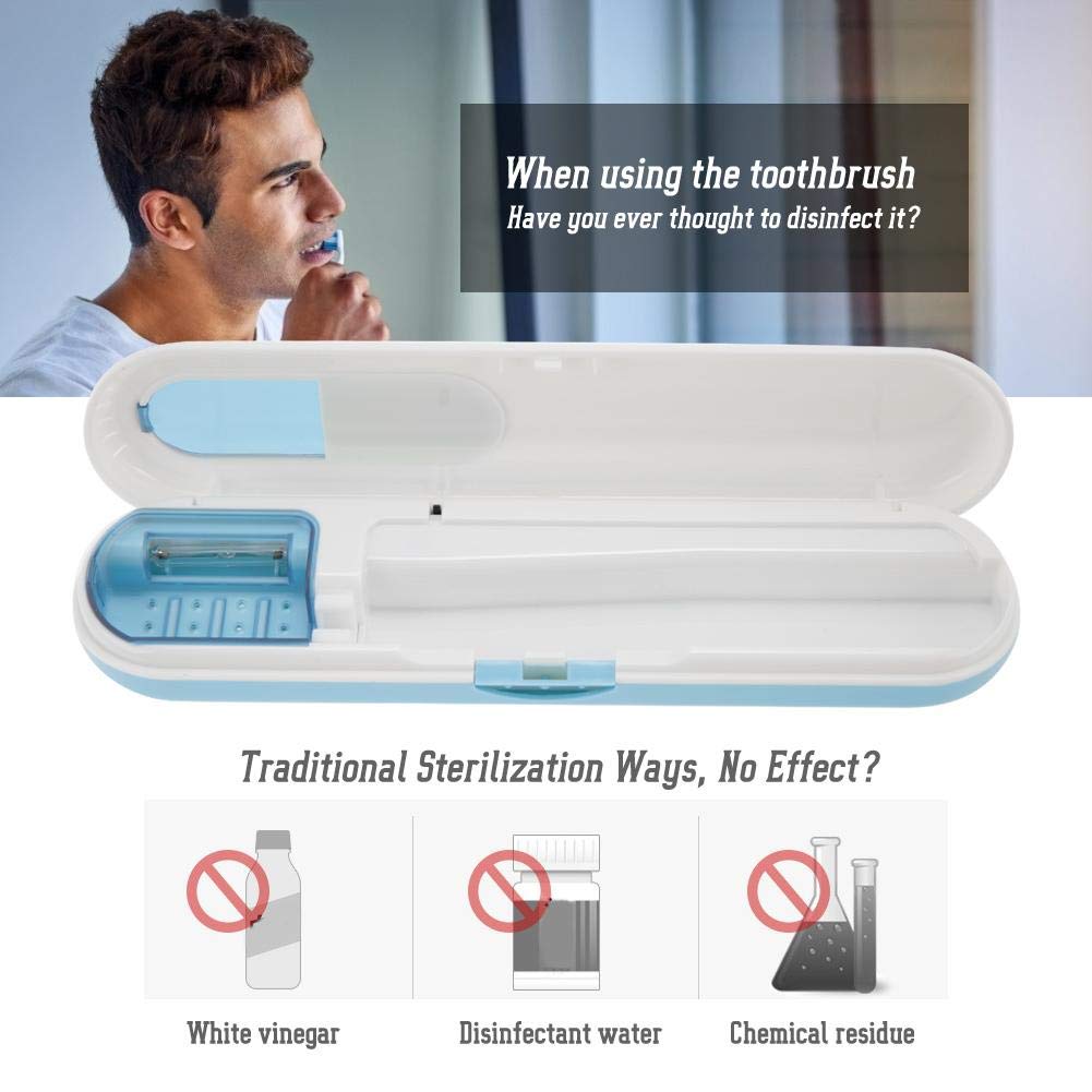 Detergente per spazzolini Porta spazzolini con Protezione dai Raggi UV, Sterilizzatore per Spazzolino da Denti, Porta Spazzolino Antibatterico UV, per sterilizzare Lo spazzolino da Denti(Blu)