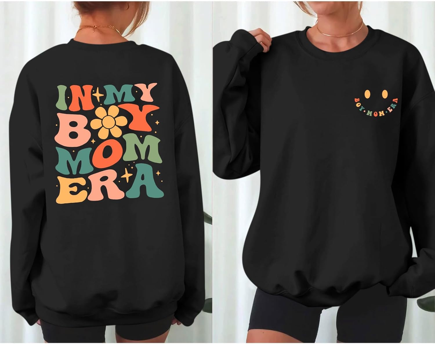 Funny In My Boy Mom Era Sweatshirt For Women Mama Cute Graphic Sweatshirts Boy Mom Long Sleeve Shirt Cotton Pullover - Image 2