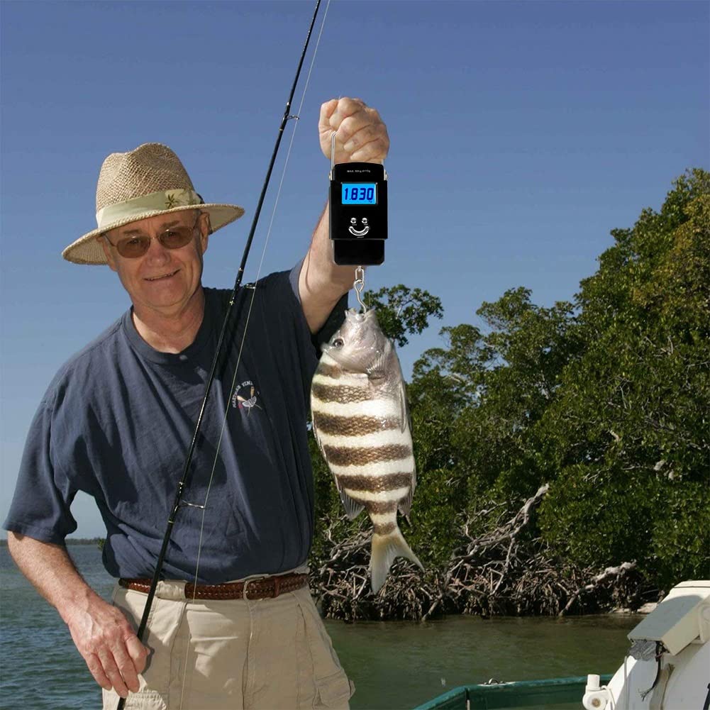 DINGZZ 50kg Mini Digital Scales Travel Luggage Weighing Tools LCD Backlight Display Portable Electronic Hanging Hook Scale for Fishing Weighing
