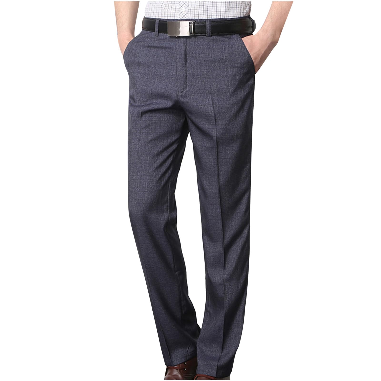 Men Classic Fit Dress Pant Casual Wrinkle Flat Front Pant Stretch Suit Trousers Fashion Slim Fit Casual Golf