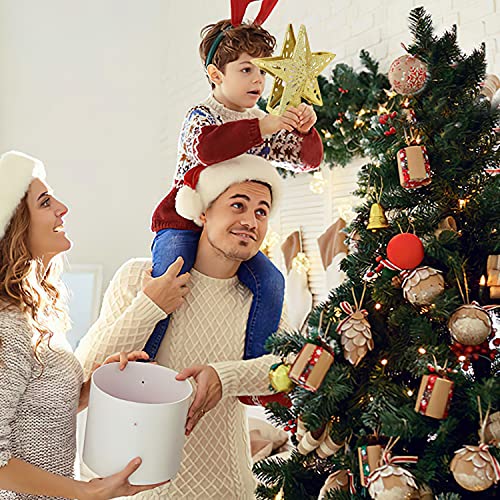 Estrella dorada con proyector LED de copos ajustable para árbol de Navidad 7