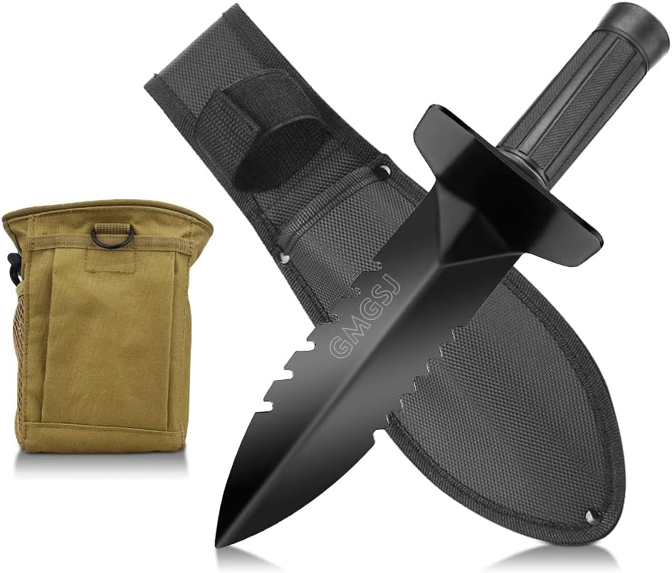 Metal Detecting Shovel - Beach Screen Treasure Hunting, Stainless Steel Shovel, Metal Detector Detecting Accessories and Digging Tools. (Style+Metal Detecting Bag)