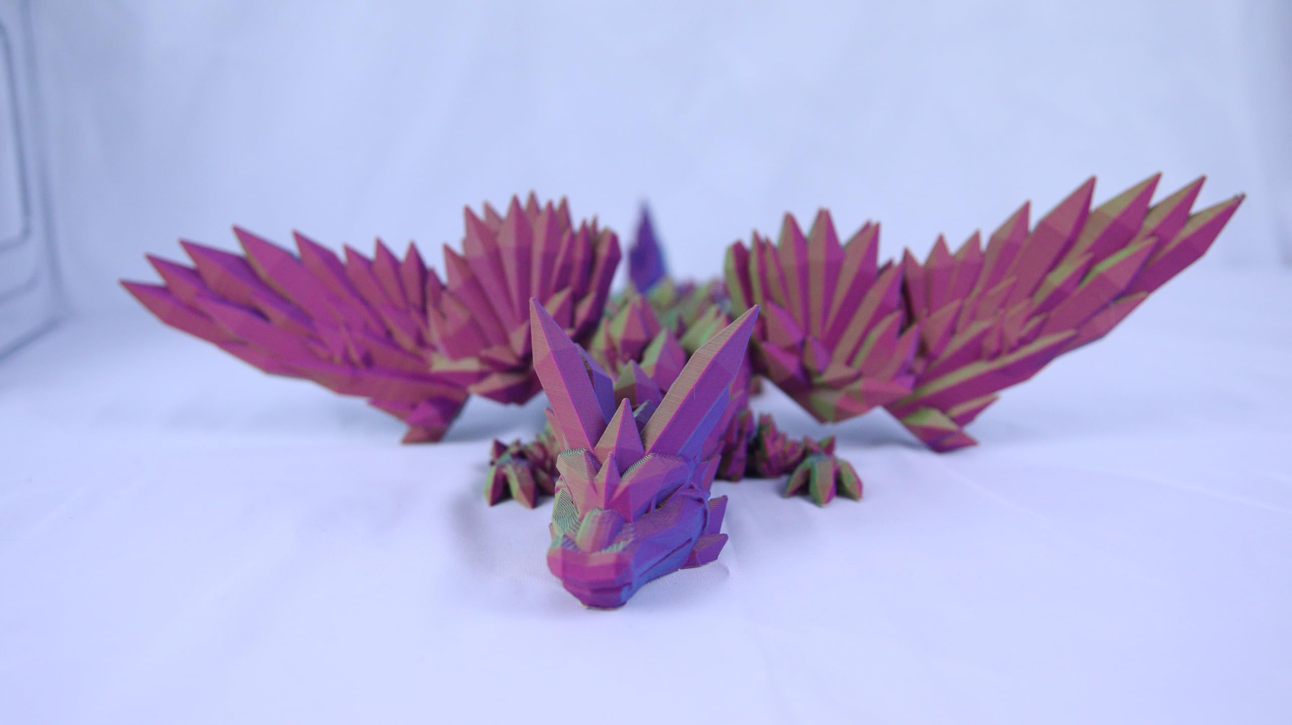Large 40cm Articulated 3D Printed Winged Dragon, Adult/Childrens Toy Gift Green/Purple/Red, Pastel Red Purple Green - Image 2