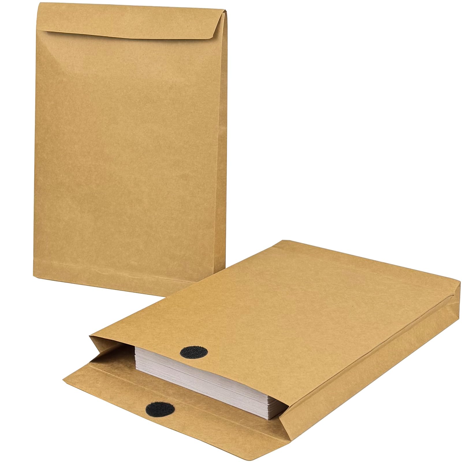 Neehows 15 Pack Expandable Large Kraft Envelopes, 9.3" x 13" Big Mailing Envelopes Hook-and-Loop Closure Anti Tear Catalog Envelopes for Business