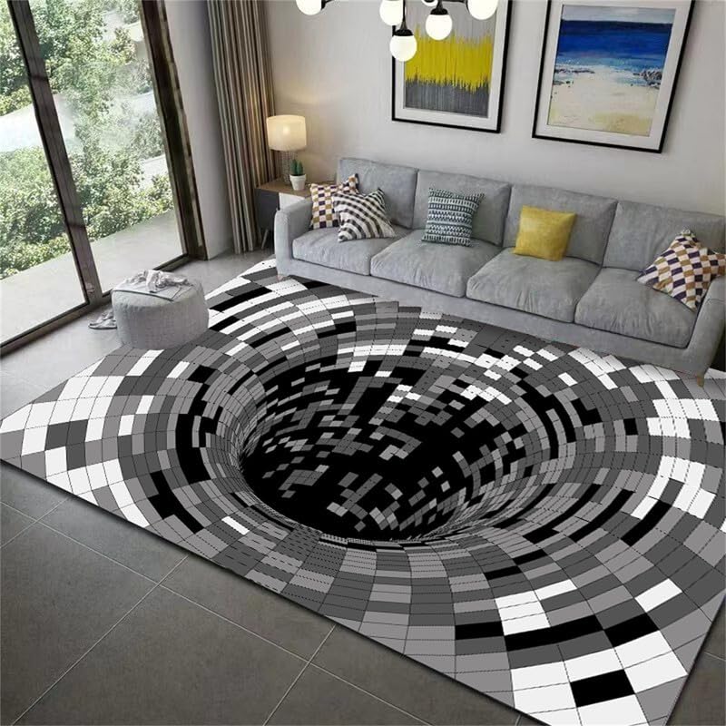 3D Weihnachts-Teppich Mit Optischer Täuschung – Runder Wichtel-Teppich 60x60 Cm, Rutschfest – Für Wohnzimmer, Esszimmer, Büro – Festliche Dekoration