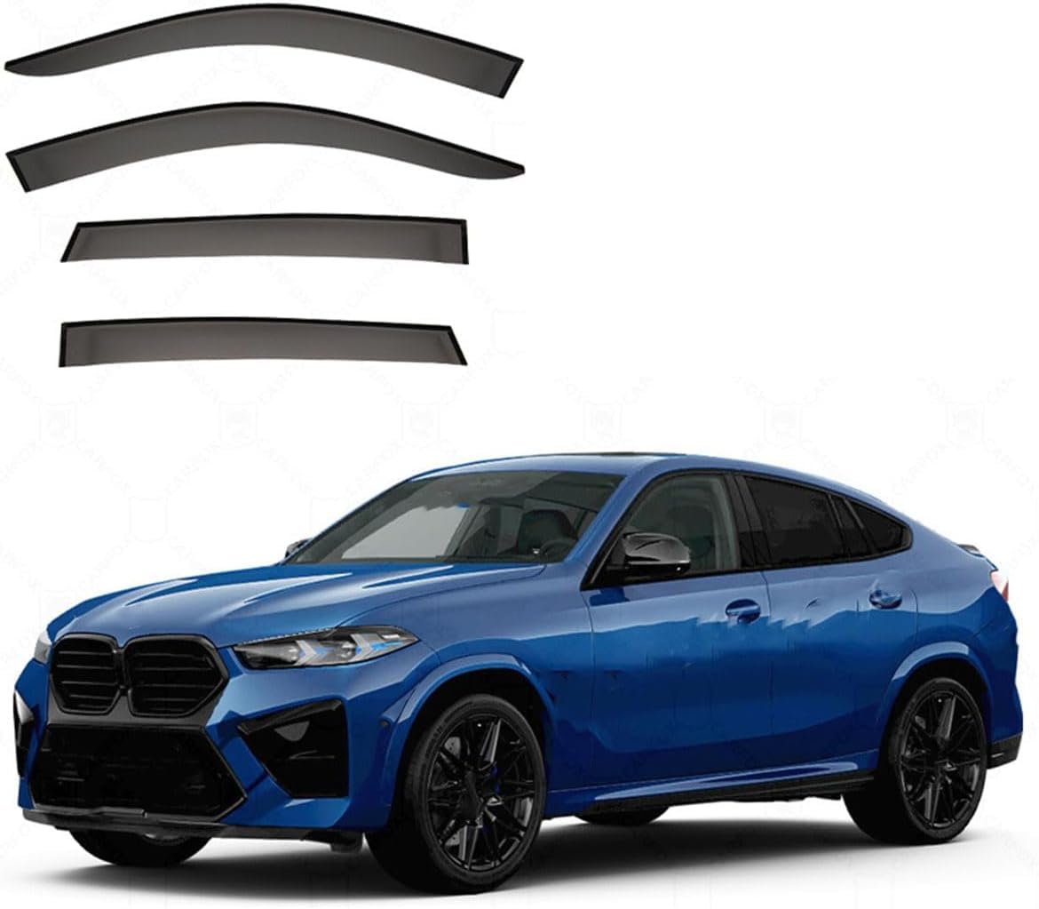 Liufangfc Normal Wind Deflectors For Bmw X6 Mk3-G06 2020+ – 4Pc Tape-On Smoked Visors, Weatherproof, Anti-Salt/Snow, Low-Noise