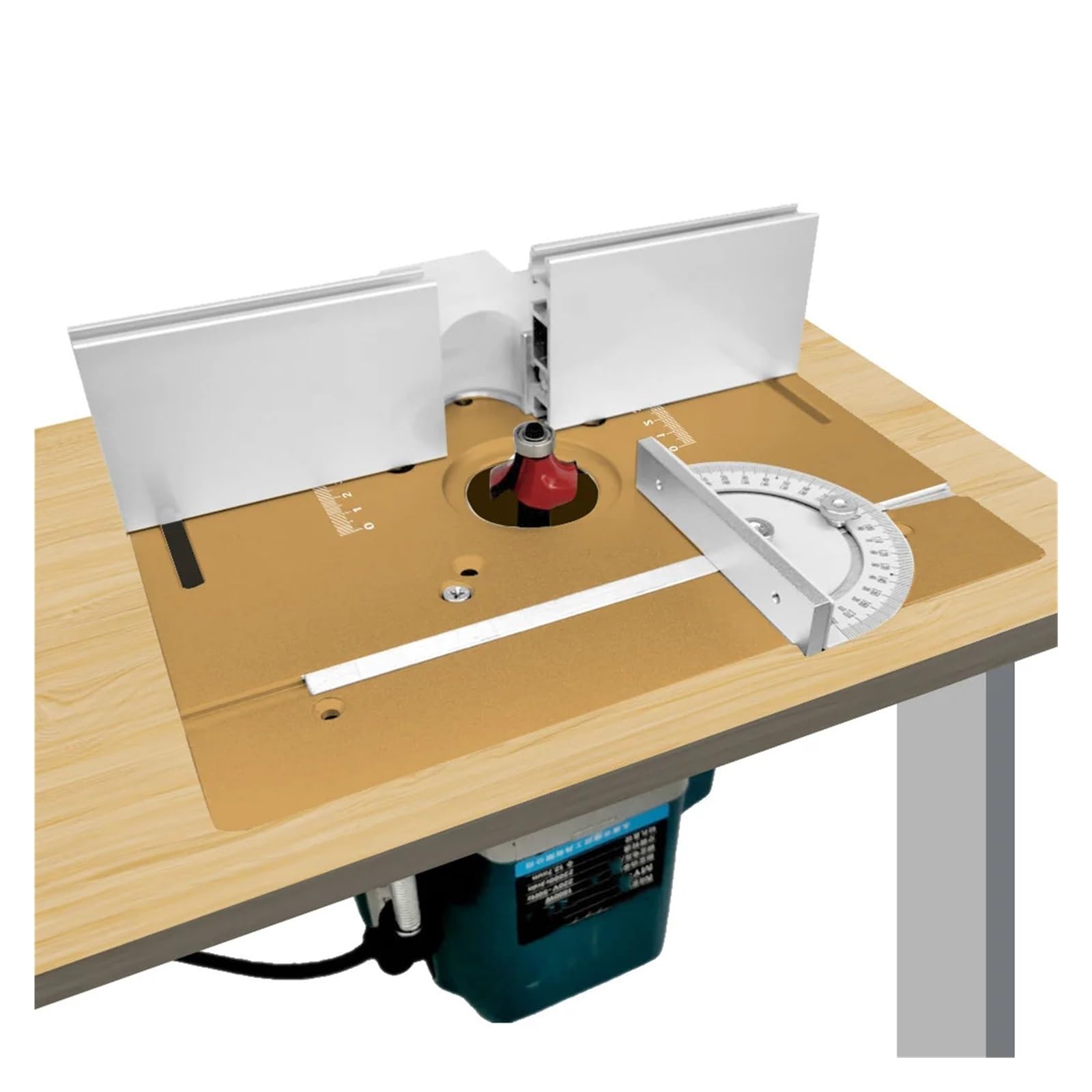 NURII Placa de inserción de Mesa de enrutador de Aluminio, Recortadora de carpintería, Placa abatible de fresado de Madera eléctrica con Calibre de inglete for Trabajo de Bricolaje