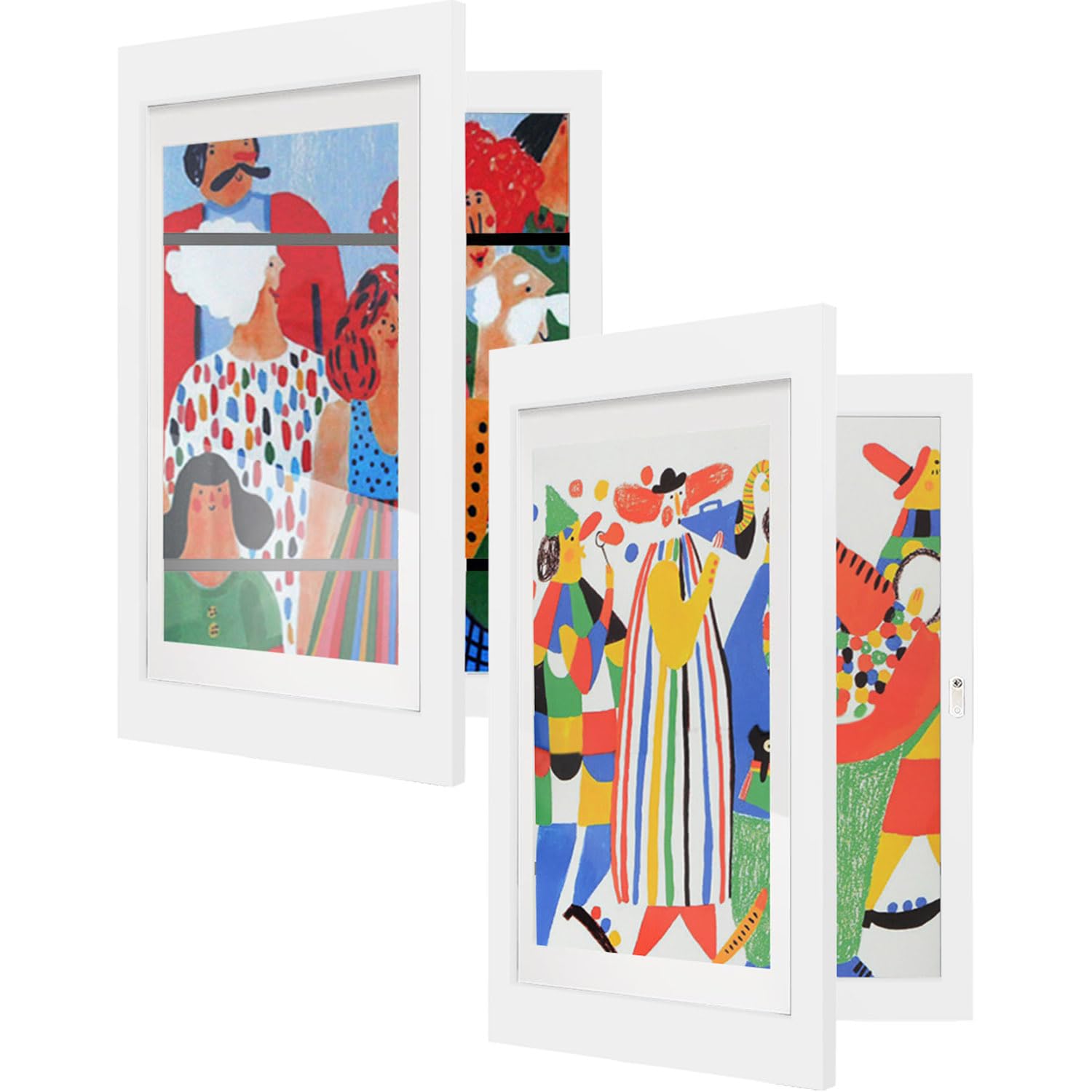 Kids Art Frame, 2 Pcs Kids Artwork Display Frame A4 Front Opening Childrens Art Projects Wooden Frame for 150 Pictures, Display or Storage Your Kids Drawing Crafting