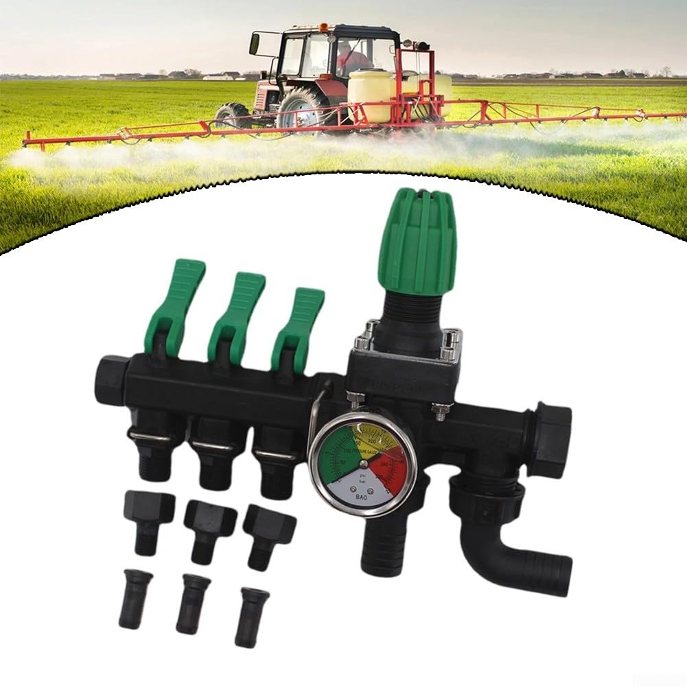 1 paquete de válvula de control de pulverizador agrícola, interruptor distribuidor de agua de 3 vías para riego de granja de alta presión, cría de animales, uso de acuicultura, material ABS, 23