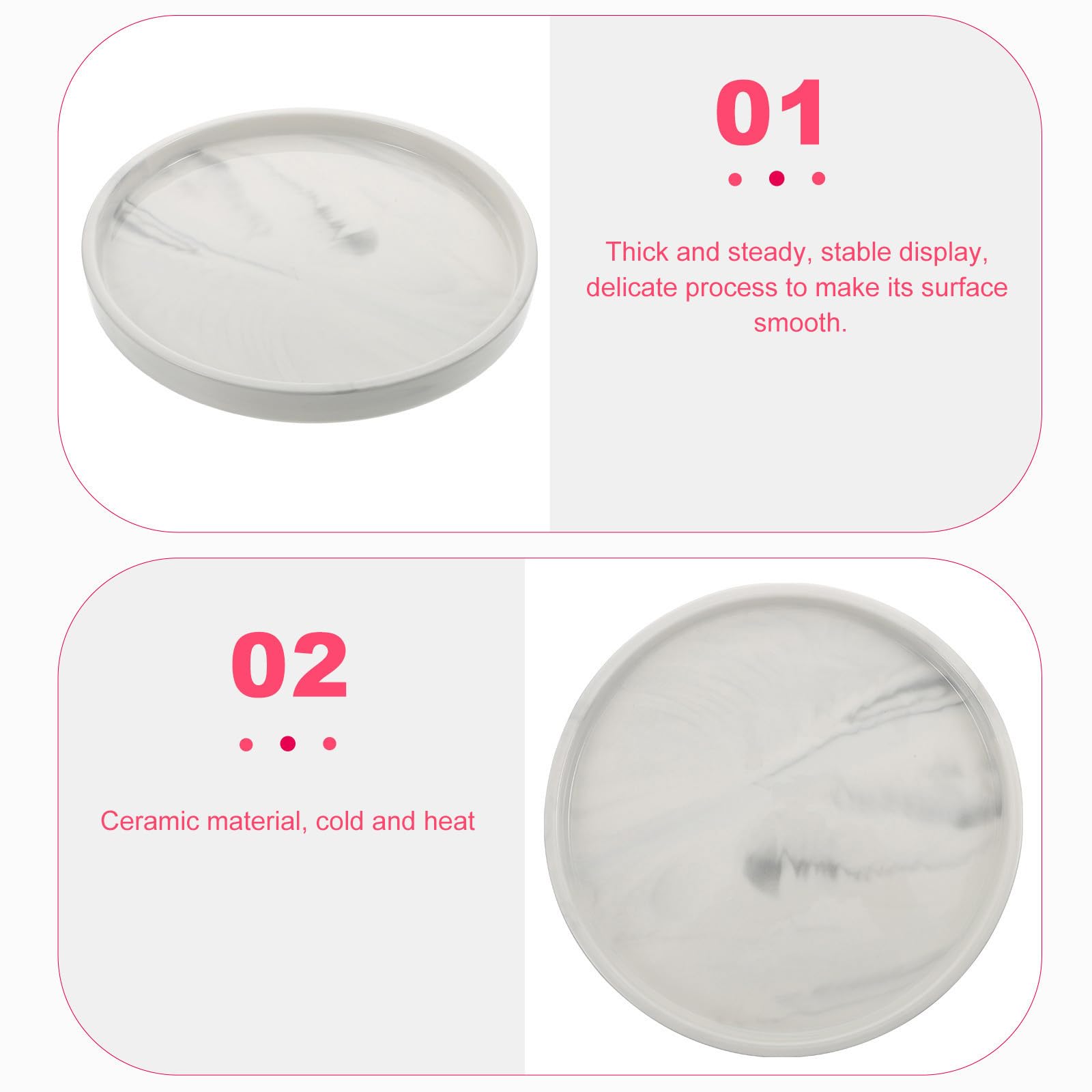 SHINEOFI Vassoio Decorativo in Ceramica Effetto Marmo Grigio 25 Cm | Gioielli e Cosmetici, Superficie e Facile da Pulire, Adatto a Esposizione e Ordine Domestico
