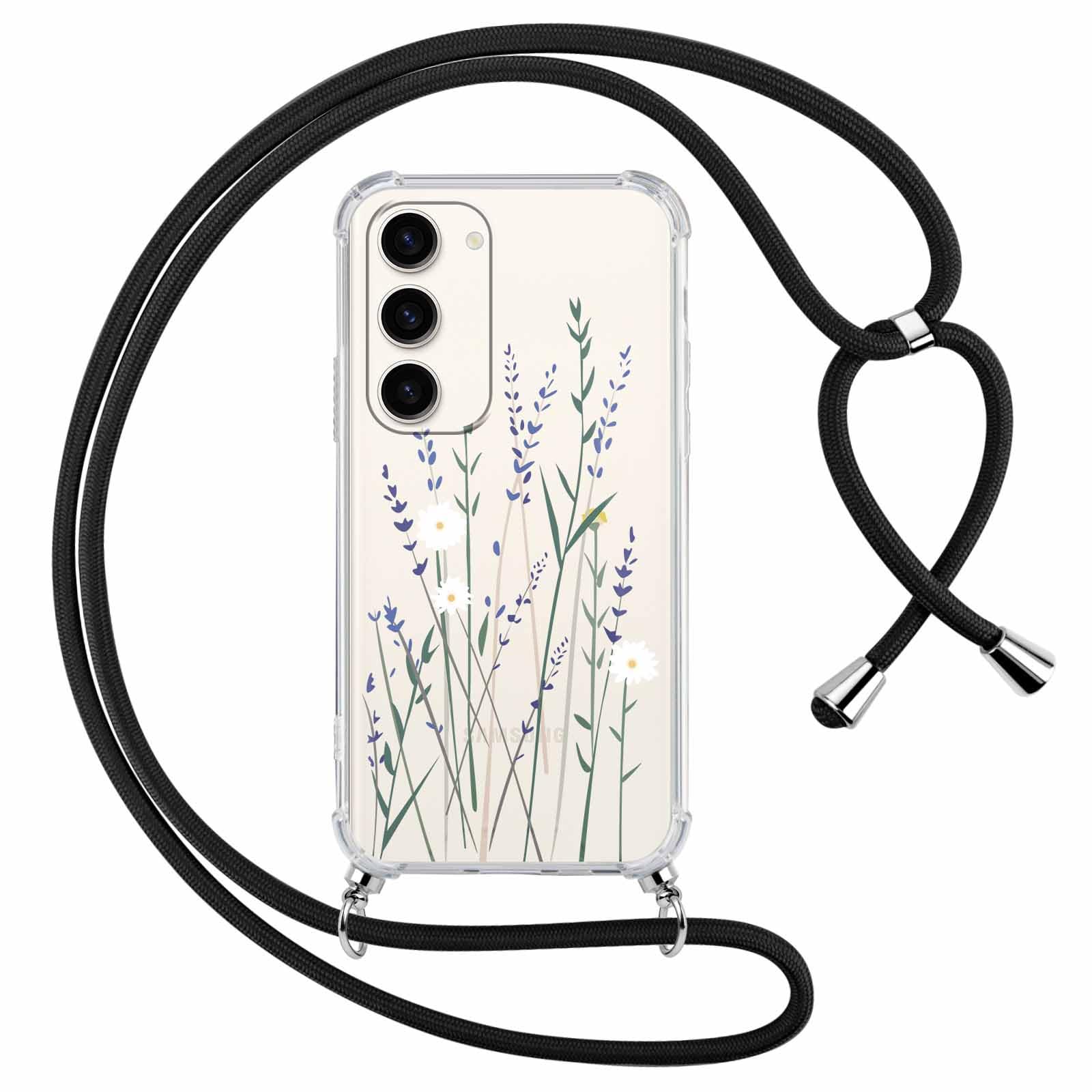 Yoedge Pasek na telefon, etui dla Samsung Galaxy S23 5G 6,1", etui z paskiem, miękki silikon TPU + PC, odporne na uderzenia, etui ochronne ze sznurkiem do zawieszenia, przezroczyste etui z estetycznym