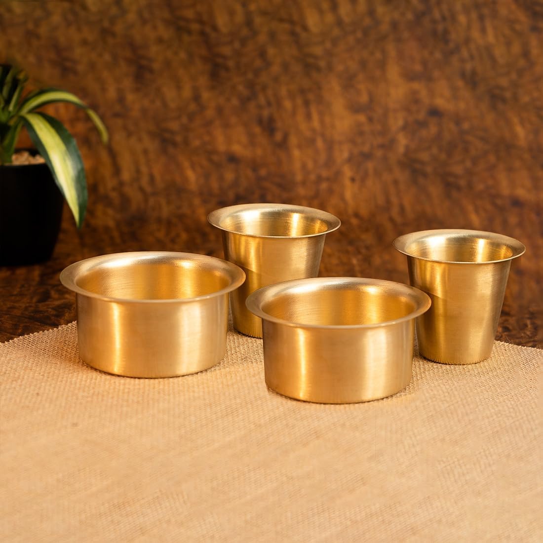 Ekhasa Suvrasa 100% Pure Brass Filter Coffee Cup | Dabara Set for Coffee | South Indian Dawara Coffee Cup Set | Pital Filter Coffee Cup Tumbler Set (Set of 2)
