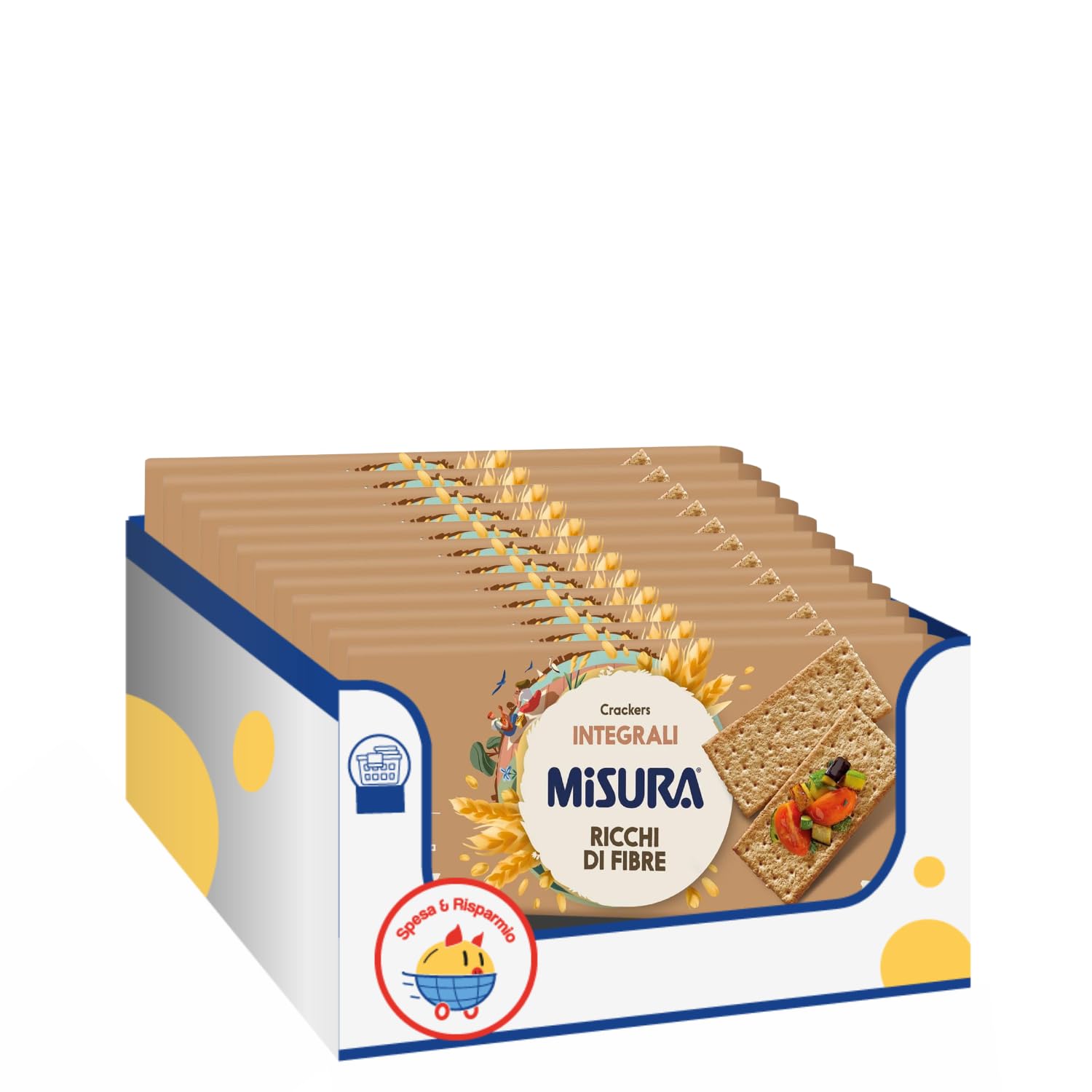 Crackers Integrali 400g Ricchi di Fibre 100% Farina Integrale Snack Salato Colazione Variazioni 4/8/12 Confezioni (12 PEZZI)