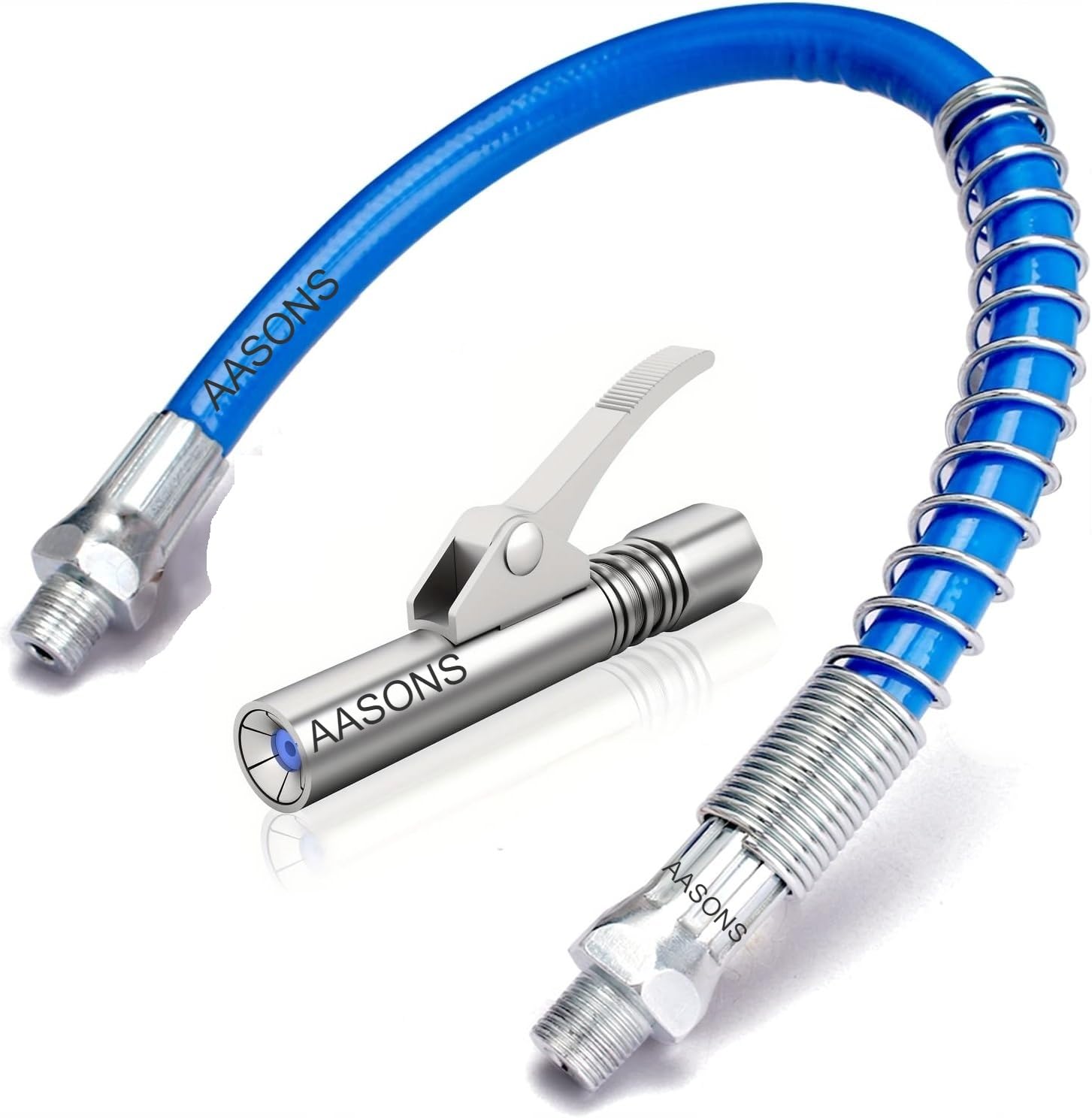 AASONS Grease Gun Coupler, Strong Lock Release Grease Coupler with Spring Flex Hose, 10000 PSI Quick Release Metal Grease Gun Couplers Compatible with All Grease Guns 1/8" NPT Grease Gun Fitting-image-46