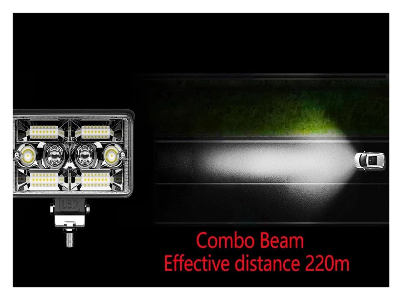 Barra Luz LED 4 Pulgadas Para Coche Foco Todoterreno Amarillo Y Blanco Trabajo Para Camión Tractor 4x4, Barco Faro Antiniebla 12v 24v Cubiertaconjunto Faro Coche