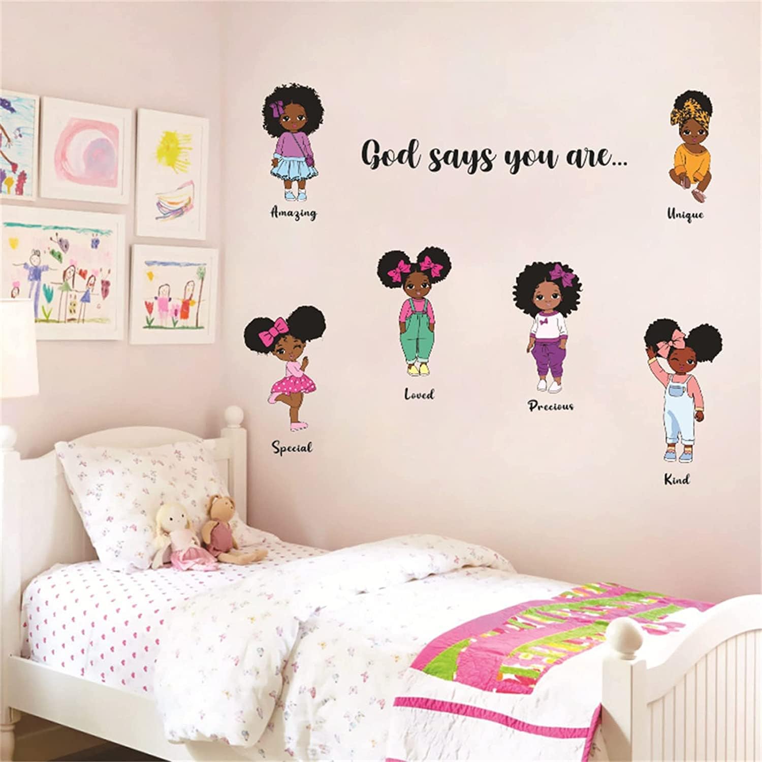 Black Girl Wall Decals for Girls Bedroom,Inspirational Quote Decals African American