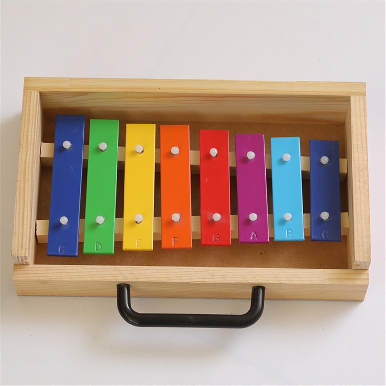 Strumento a percussione per imballaggio in scatola di legno Glockenspiel con piastra in alluminio a 8 toni Glockenspiel Strumento A Percussione