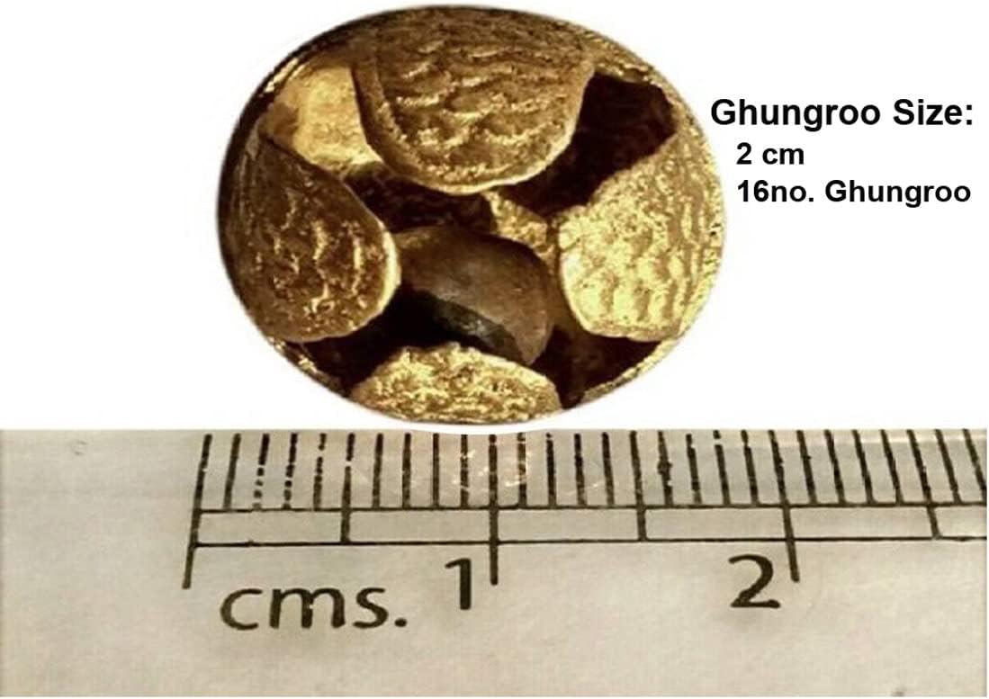Grainex Ghungroo Kathak Dancing Anklet Bells, Gold, 16 No - Image 3