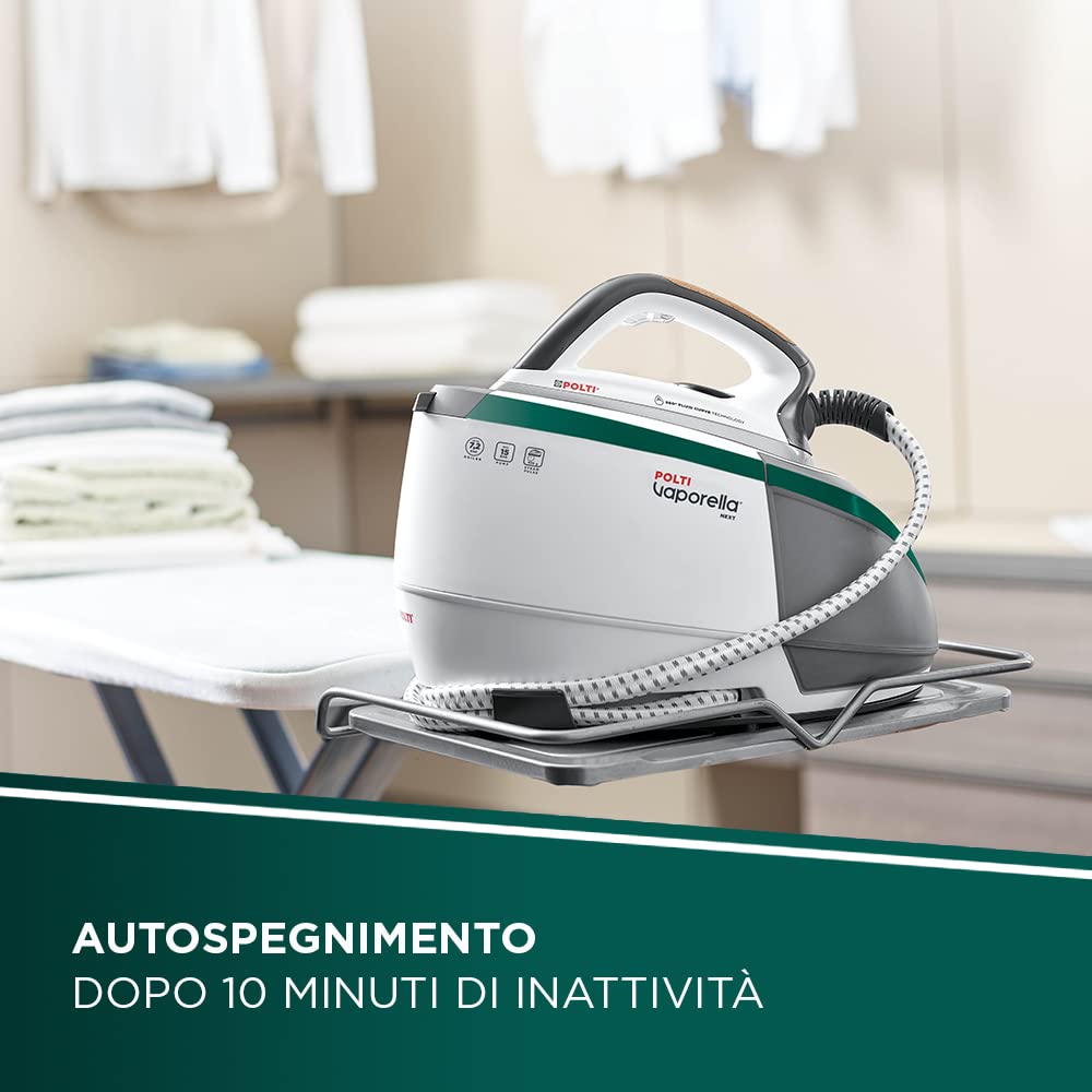 Polti Vaporella Next VN18.65, Ferro da stiro con Caldaia ad Alta Pressione Max 7,2 Bar, Potenza 2200 W, Funzione Turbo e Eco, autonomia illimitata, Serbatoio 1,3 L, Steam Pulse 450g, Bianco e Verde