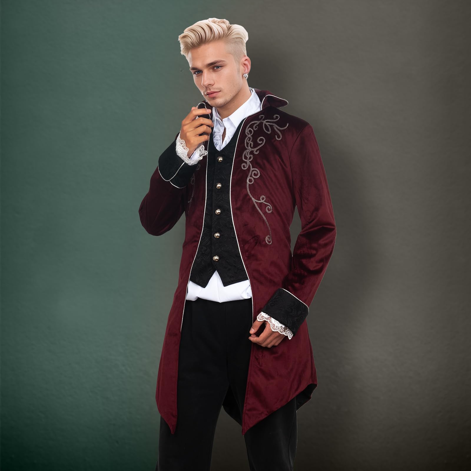Veste médiévale Steampunk pour homme avec queue-de-morue - Veste médiévale et Renaissance Steampunk - Style rétro gothique et rétro - Costume d'Halloween