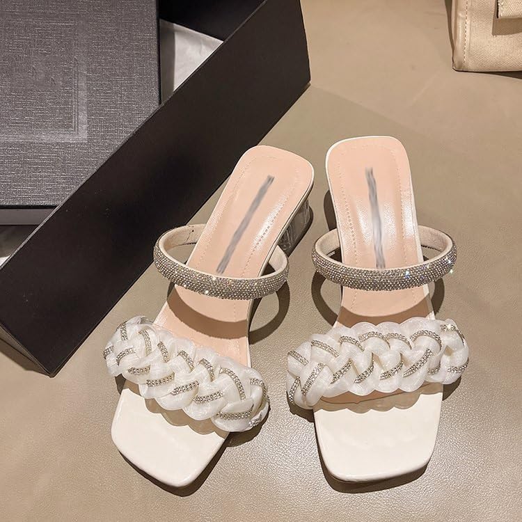 HBJWOV Shoes Women's Direct Outer Rhinestone High Heels Heeled Sandals Slippers3