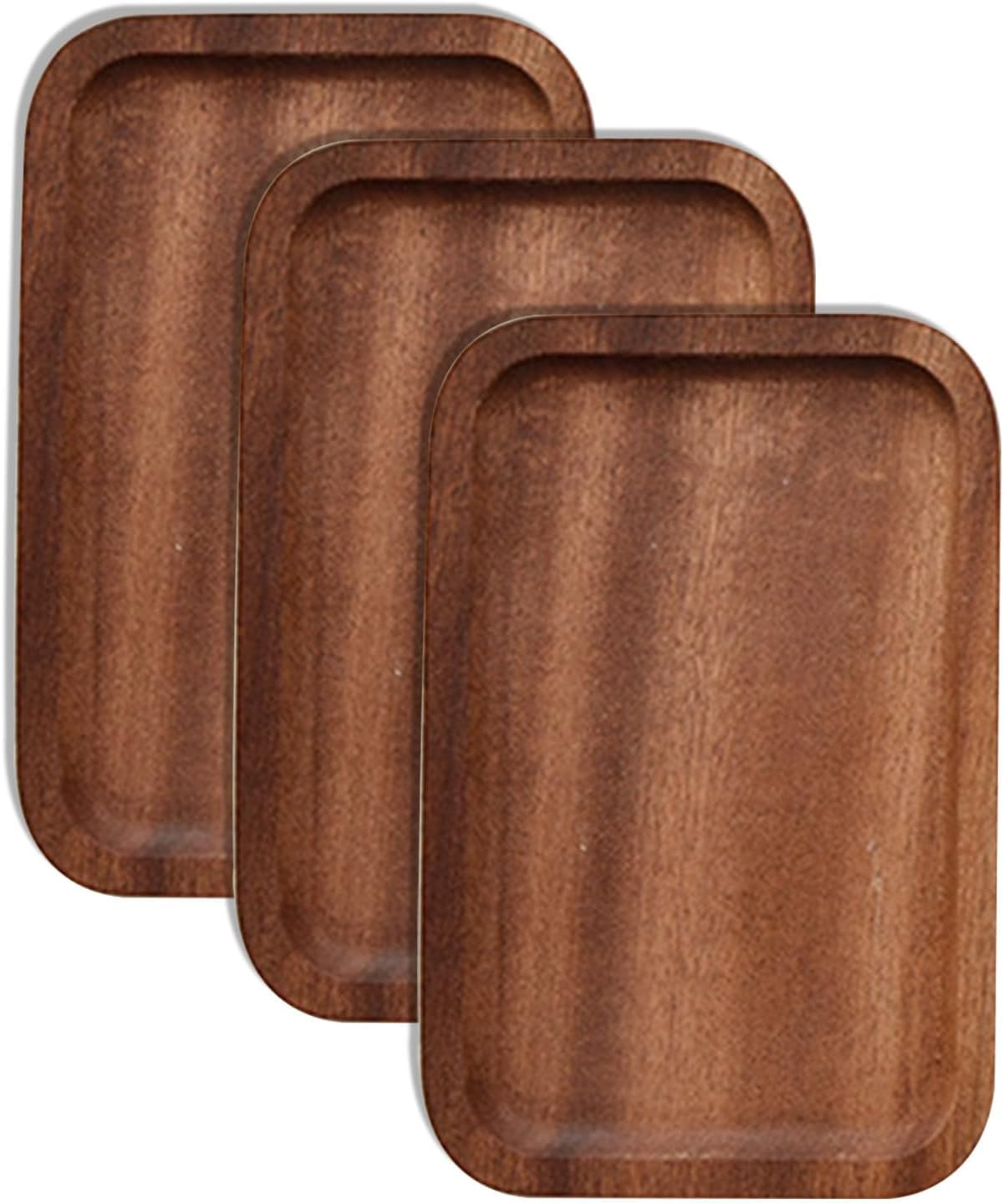 Lot de 6 plateaux de service rectangulaires en bois massif naturel avec bord pour éviter de glisser et de renverser les aliments