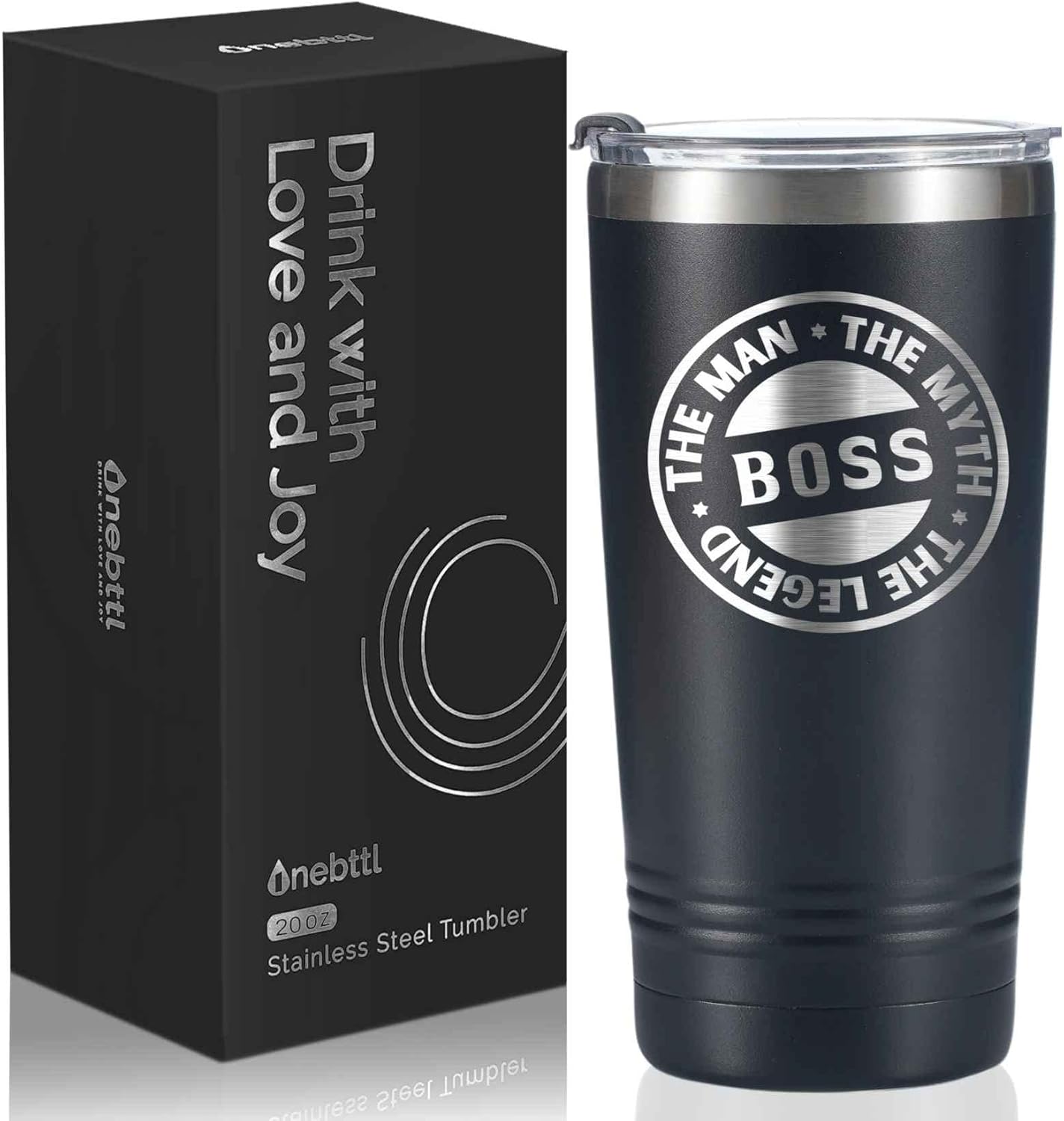 Onebttl Boss Gifts for Men, 20oz Engraved Stainless Steel Insulated Travel Mug, Perfect Boss Idea for Men/Male in Boss Day, Birthday, Christmas, Appreciation, Office - The Legend