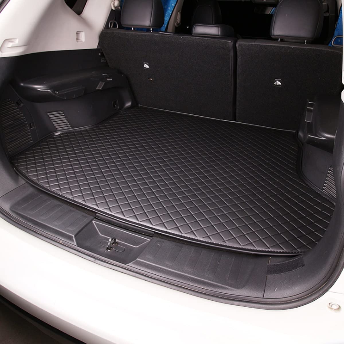 Tailored Car Leather Boot Liner Mat for BMW 5 Series 2018-, Leather Rear Trunk Protector Mat, Anti-Scratch Anti-Slip Waterproof Luggage Mat
