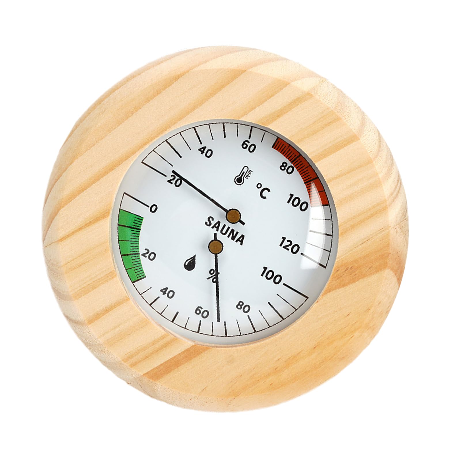 Sauna Room Temperature Humidity Gauge, Wooden Wall Mount Hygrometer with Mechanical Analog Display for Room Analog Sauna Wall Gauge Climate Meter Wooden Hygrometer Mechanical Temp Humidity Mount